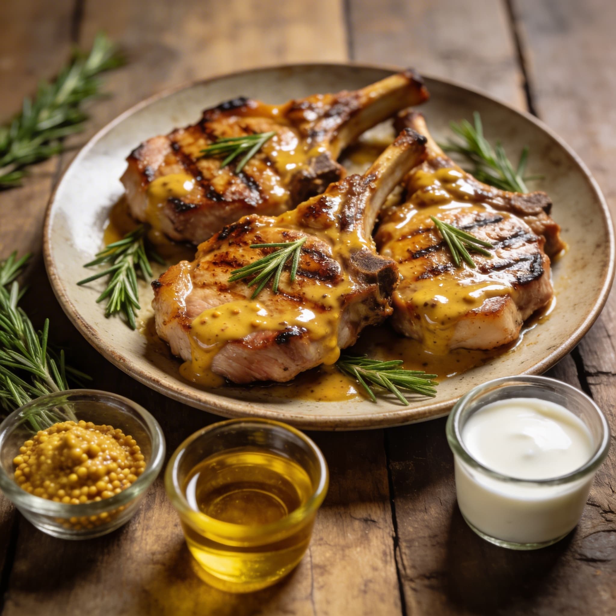 Gegrillte Nackenkoteletts in Senfmarinade