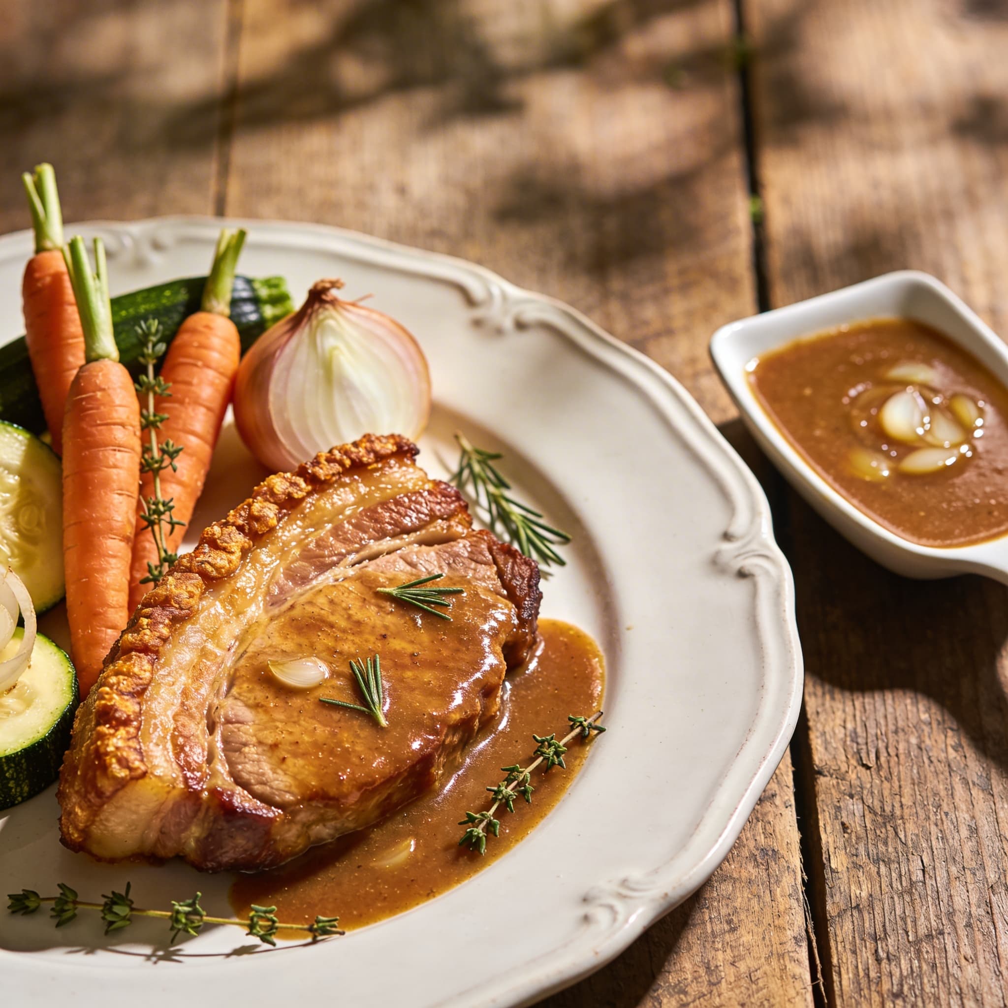 Kasslerbraten mit Schalotten-Soße