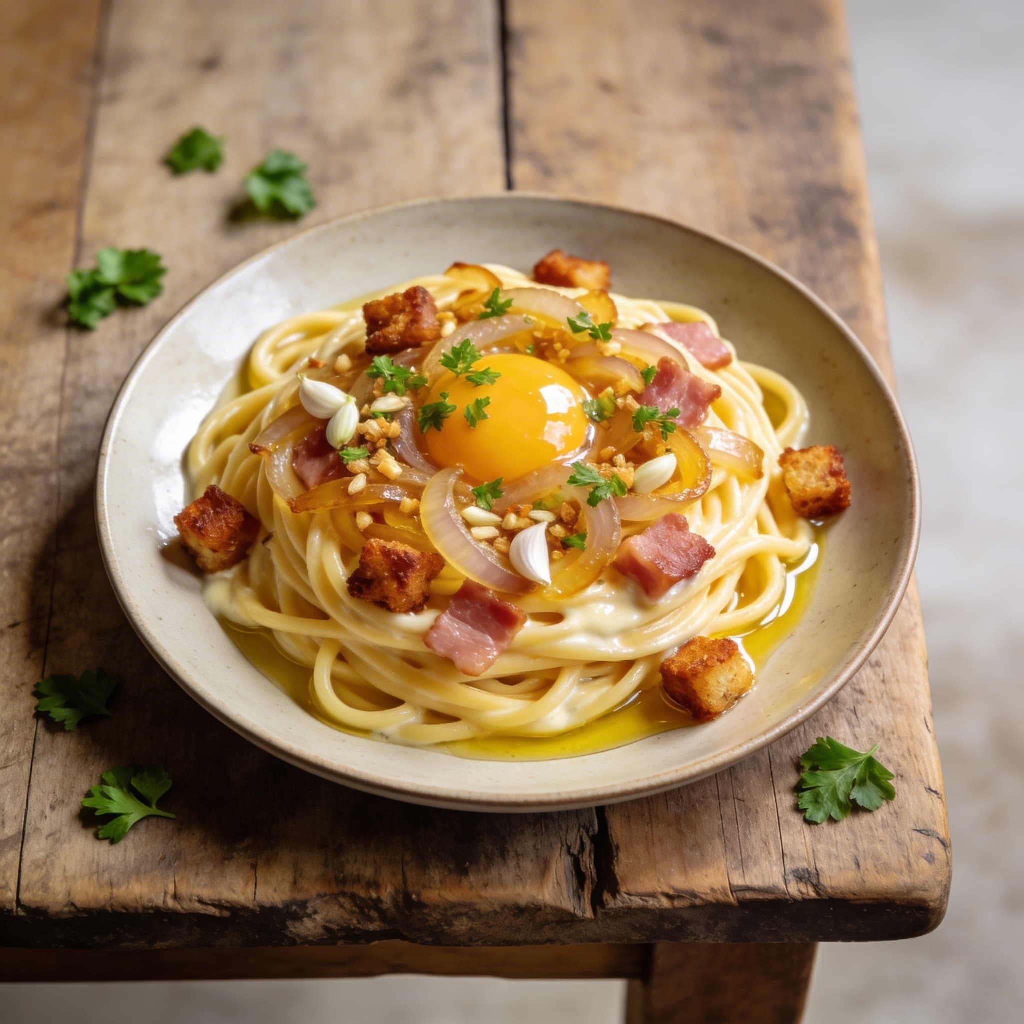 Leichte Spaghetti-Carbonara-Variante