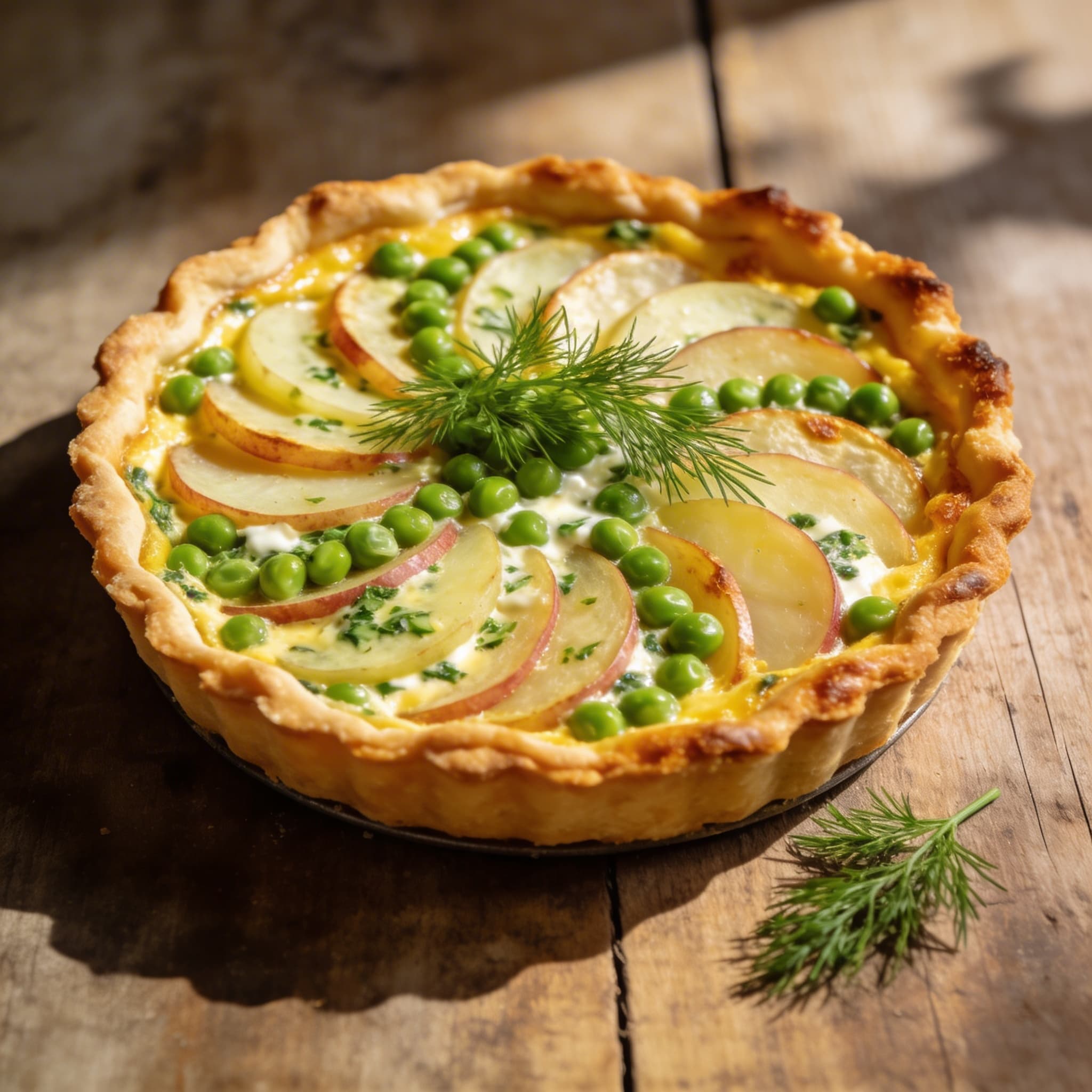 Frühlingsquiche mit Erbsen