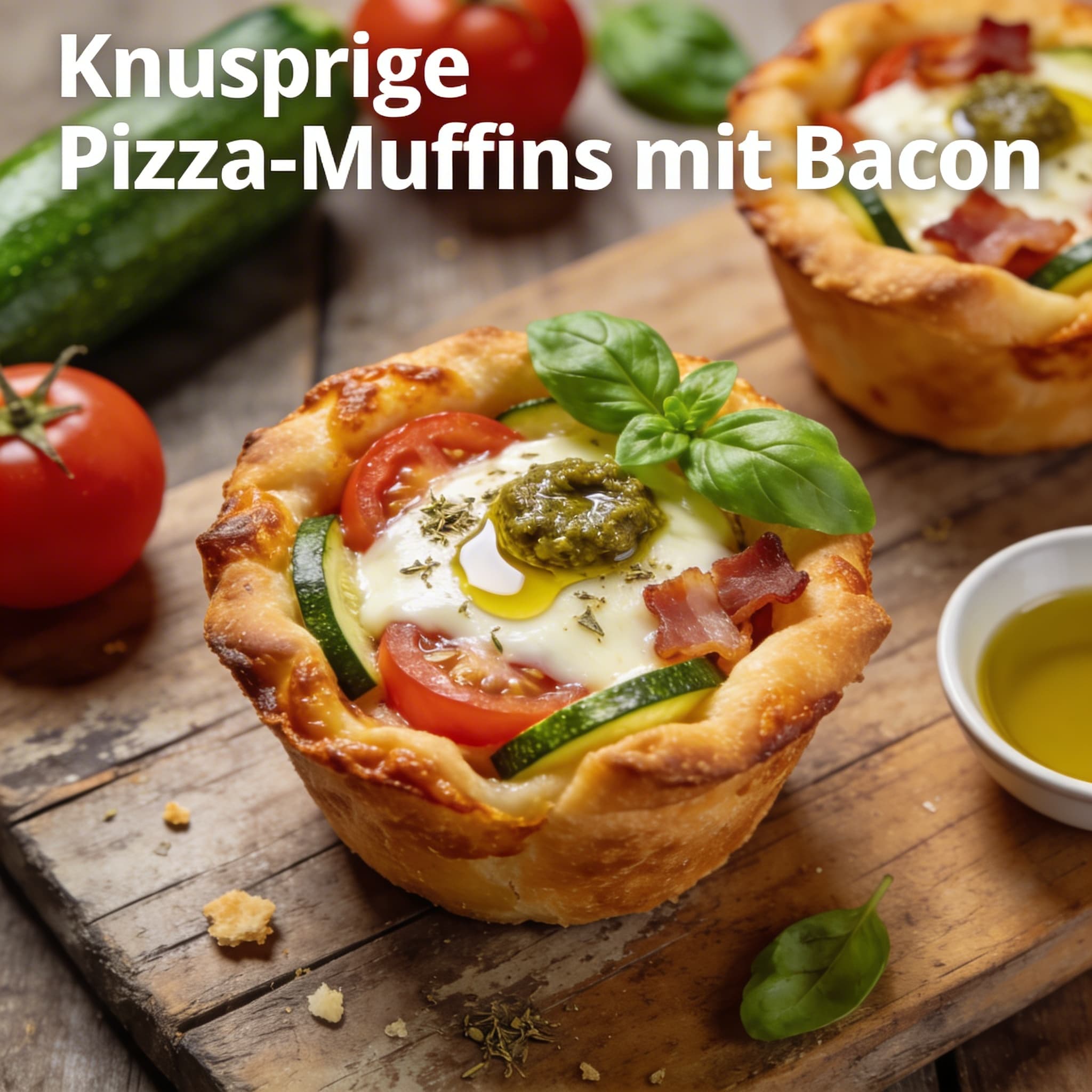 Knusprige Pizza-Muffins mit Bacon