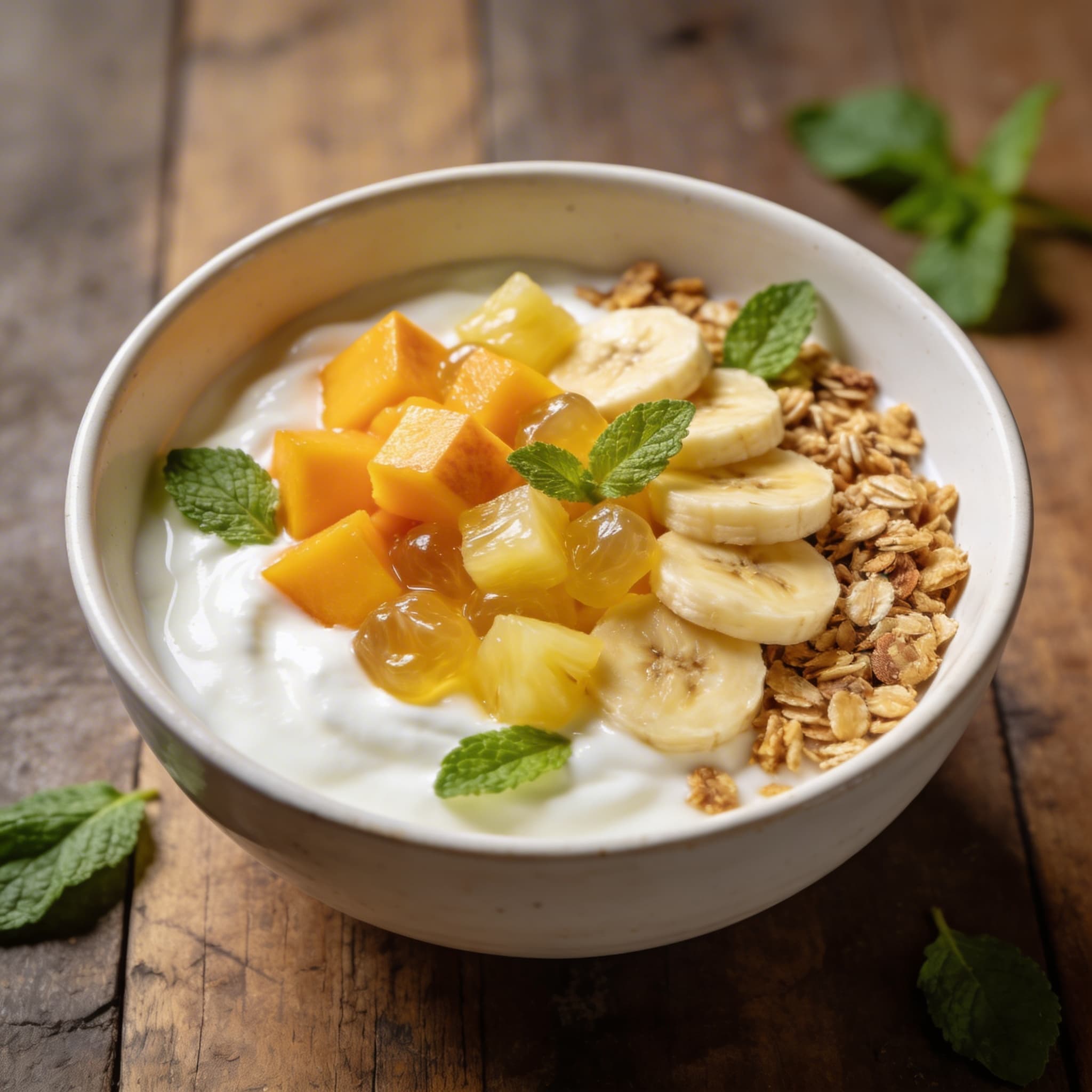 Knusper-Joghurt mit Exotik-Früchten
