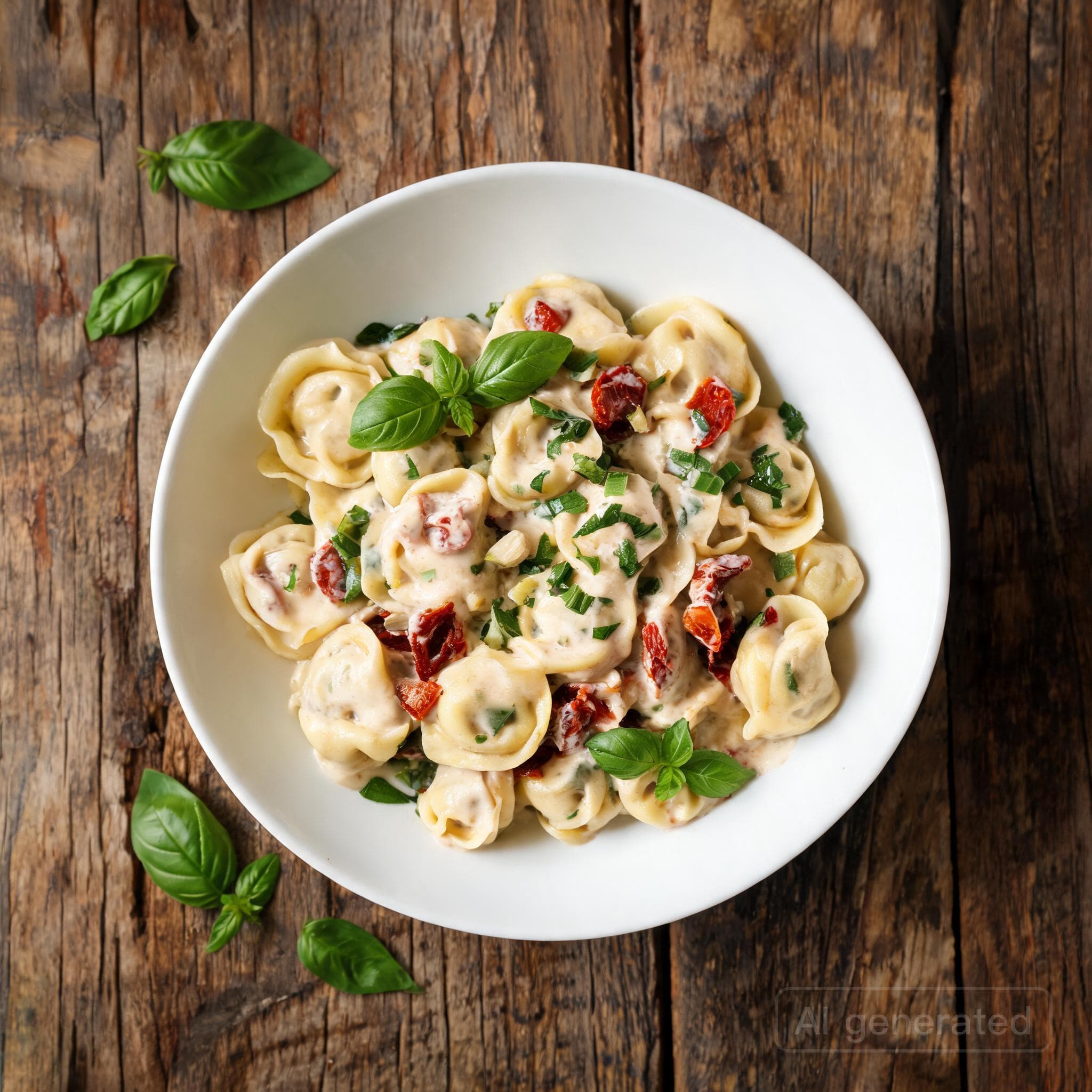 Cremige Tortellini mit Basilikum