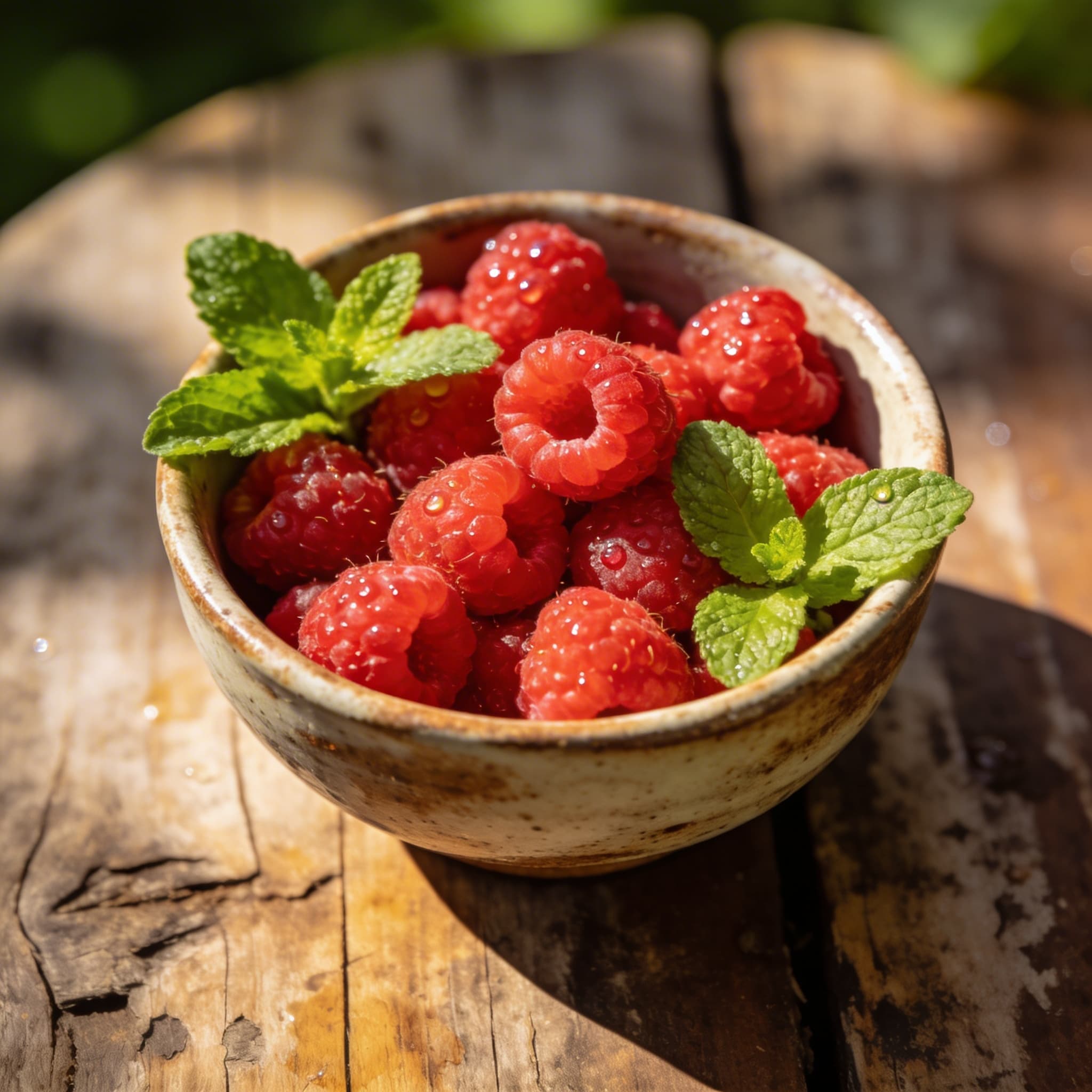 Frische aromatische Himbeeren