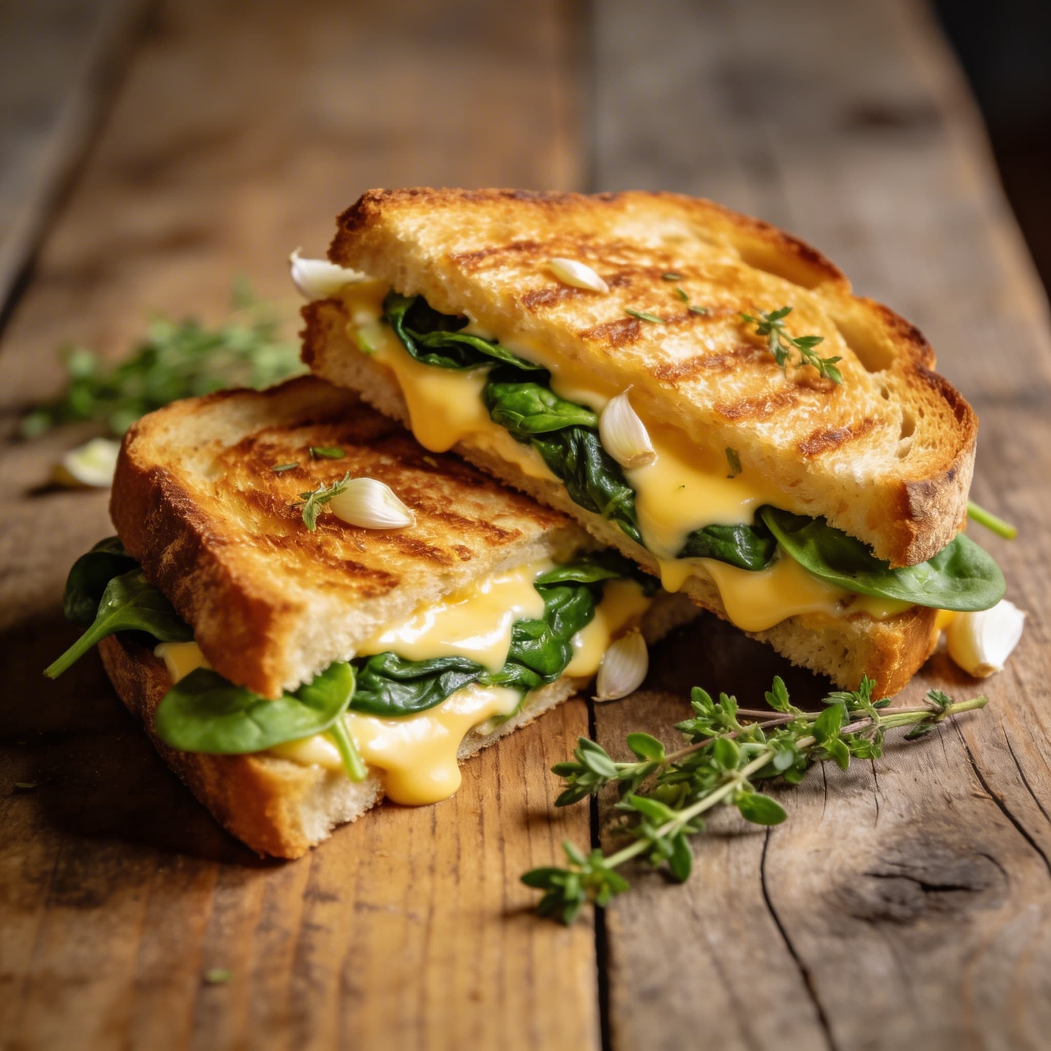 Knuspriges Käse-Spinat-Sandwich