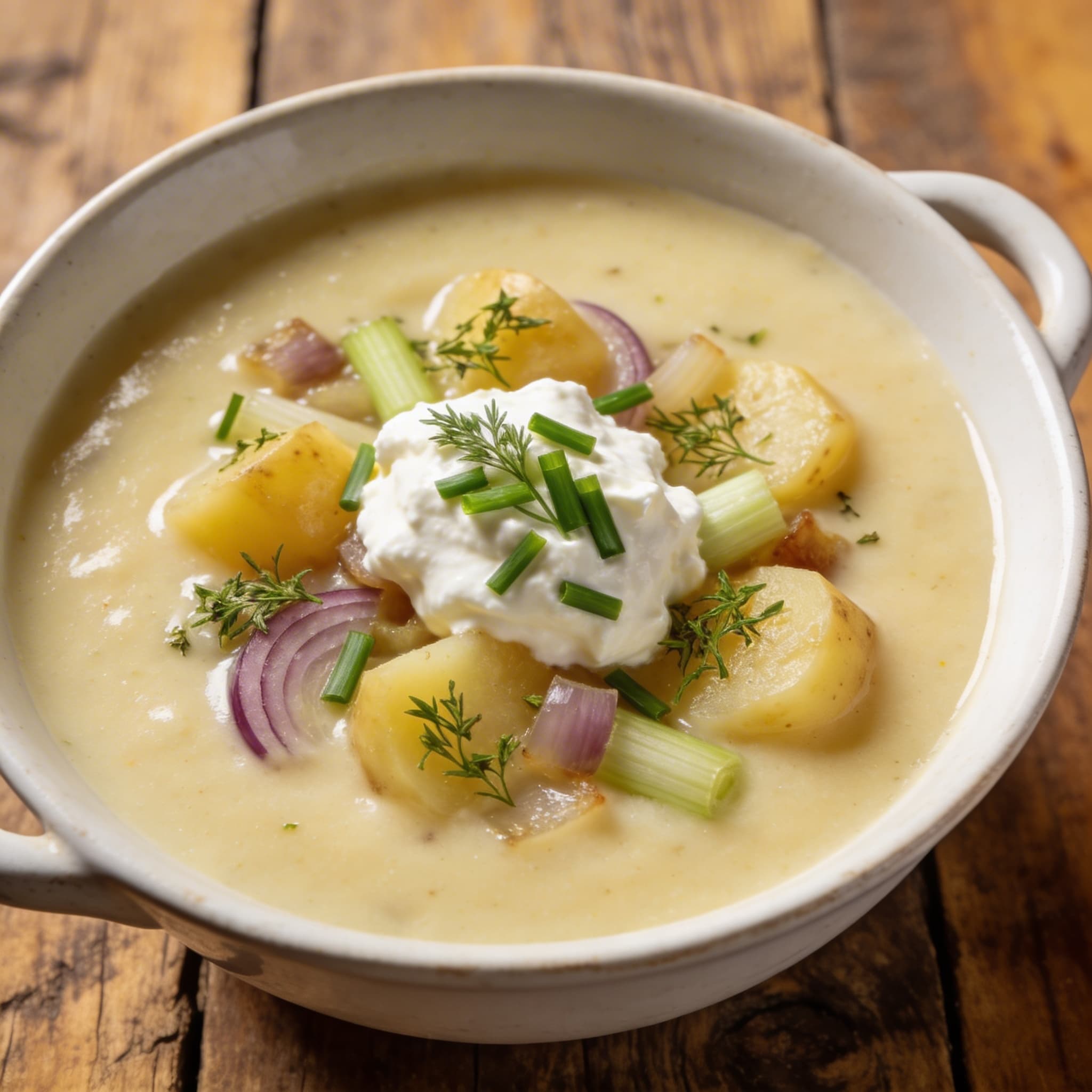 Kartoffelsuppe mit feinem Frischkäse