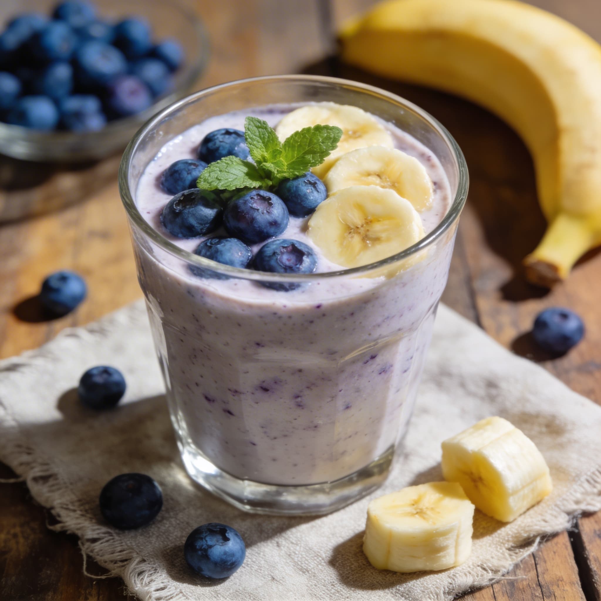 Cremiger Bananen-Blaubeer-Smoothie