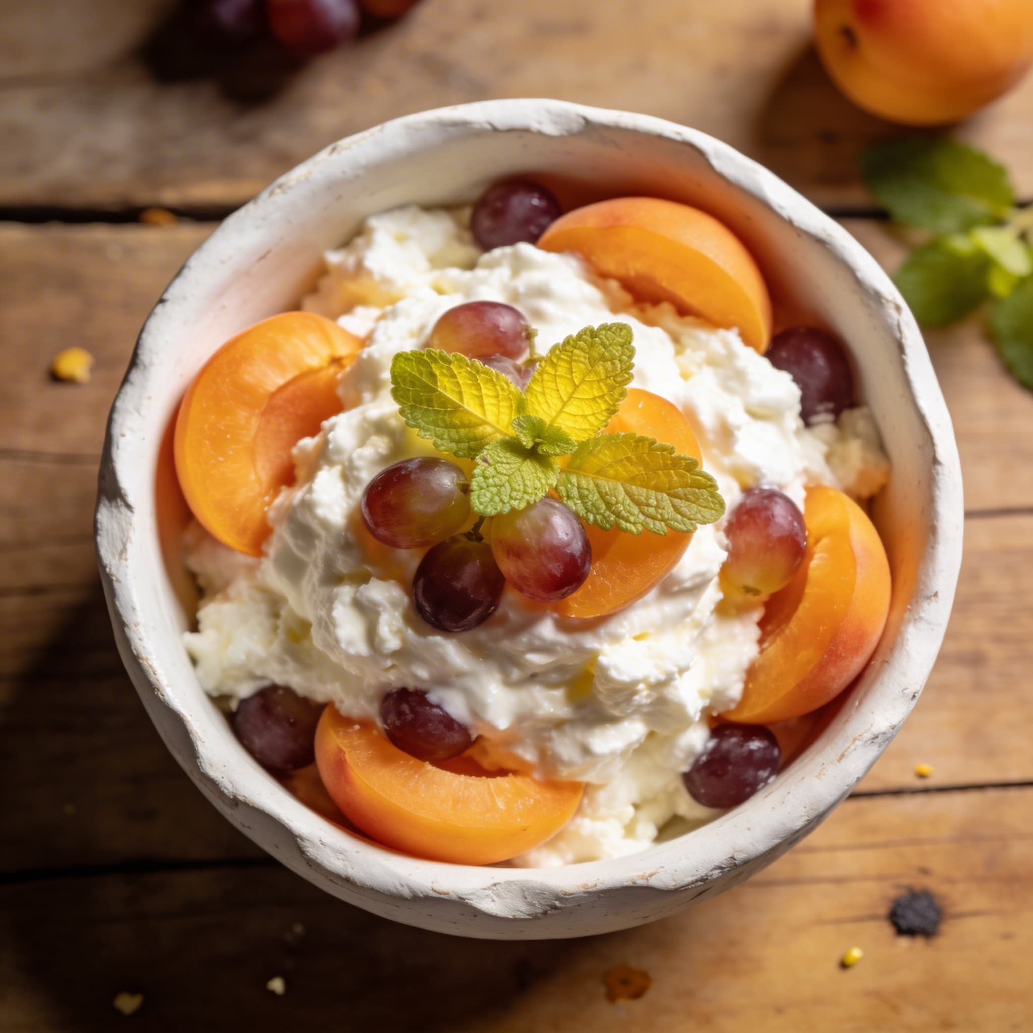 Frische Quarkspeise mit Früchten