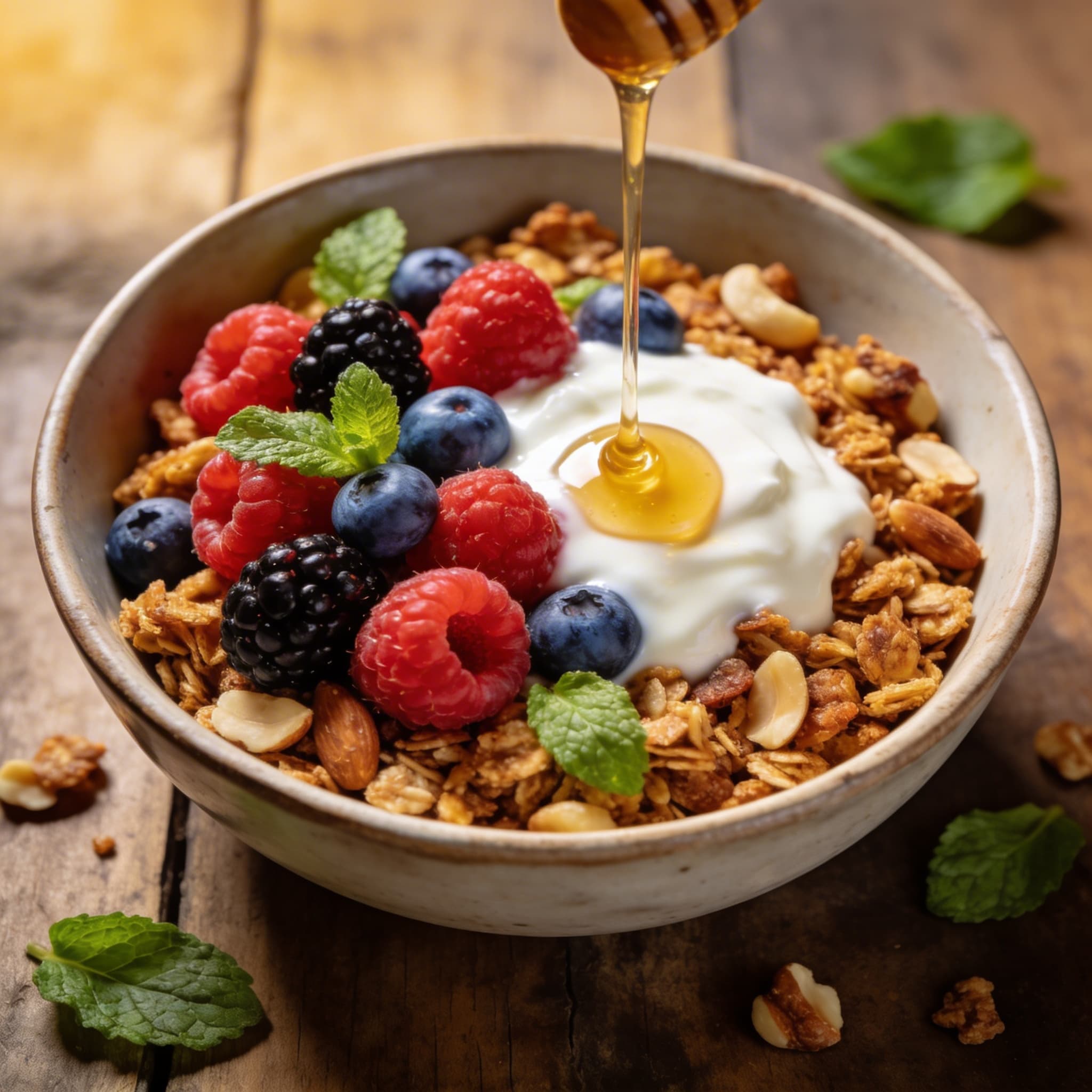 Geröstetes Müsli mit Waldbeeren