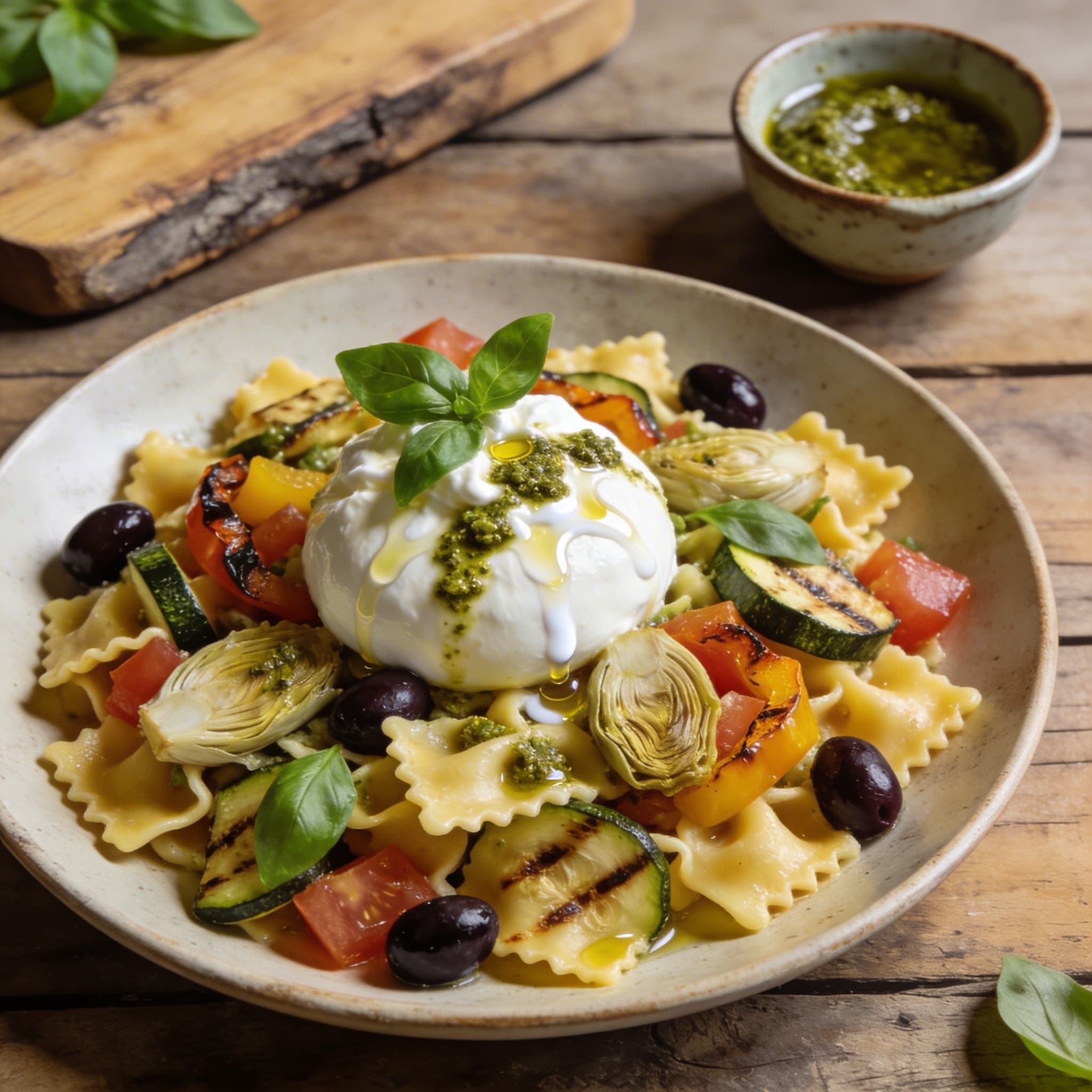 Mediterraner Lasagne-Nudelsalat mit Burrata