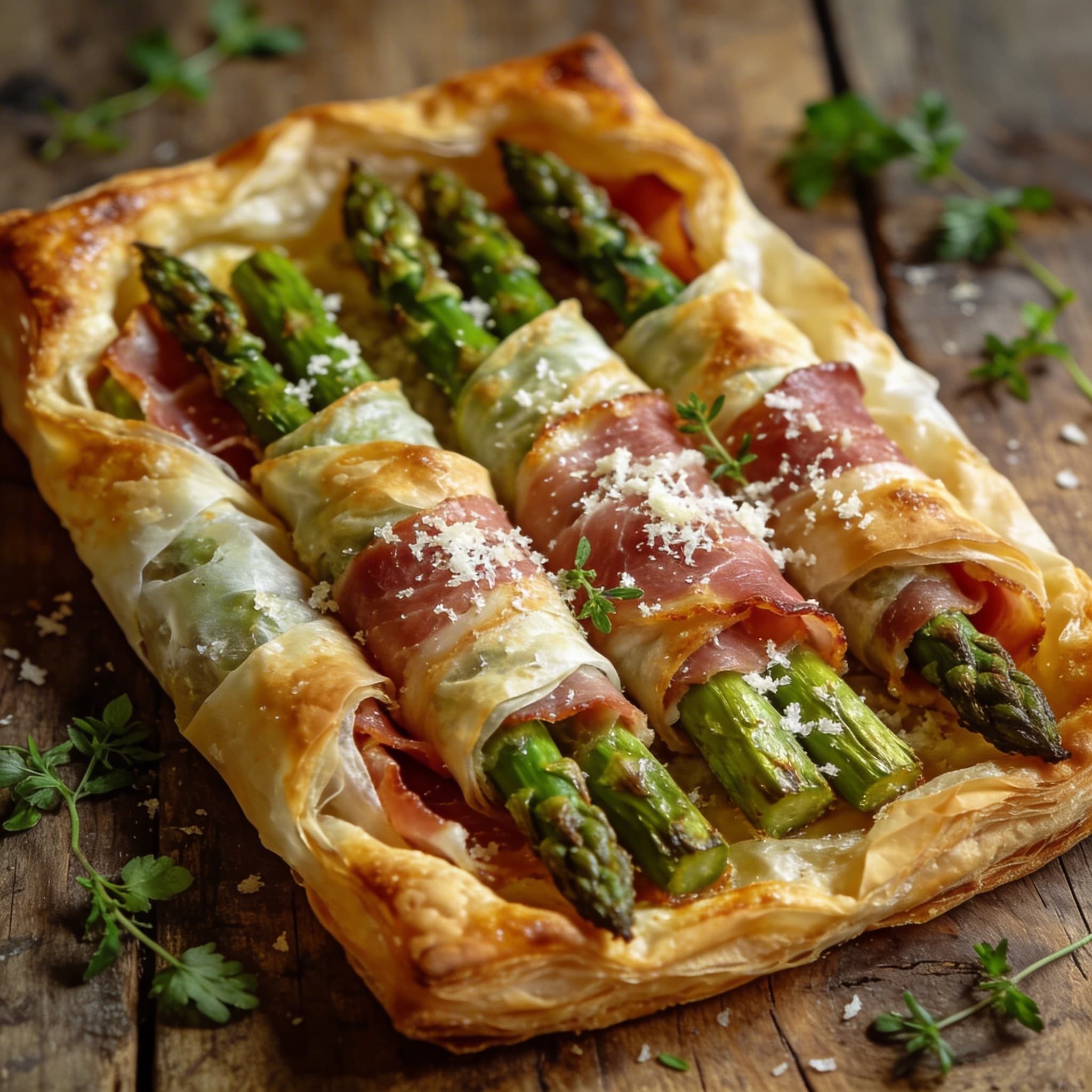 Knusprige Spargel-Schinken-Röllchen