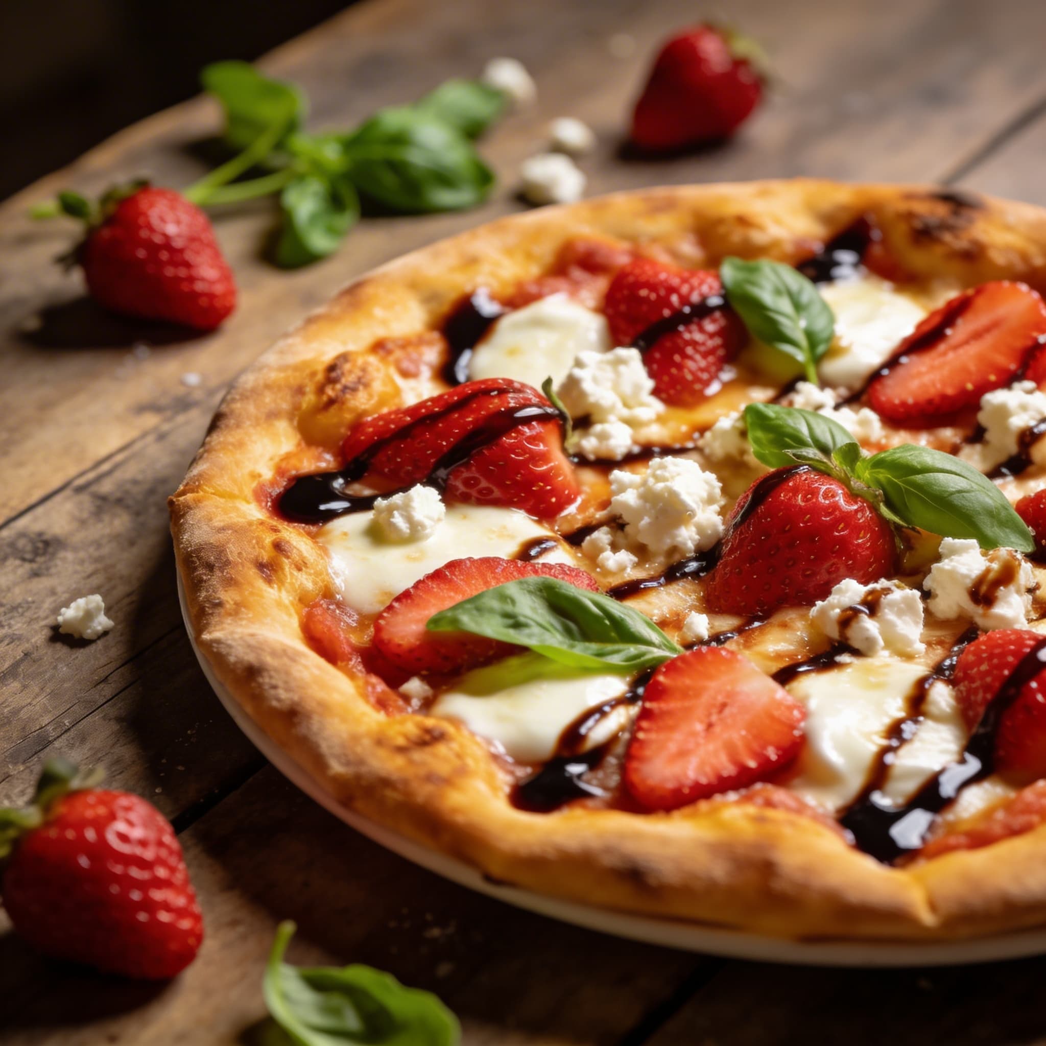Erdbeer-Balsamico-Pizza mit Ziegenkäse