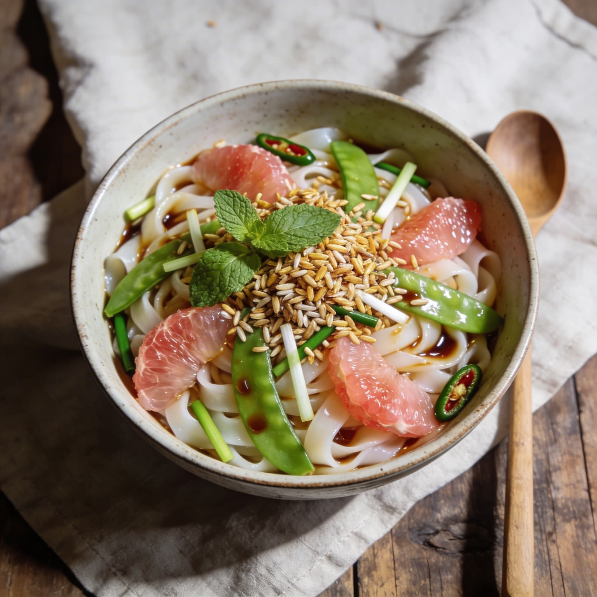 Reisnudelsalat mit knusprigem Wildreis