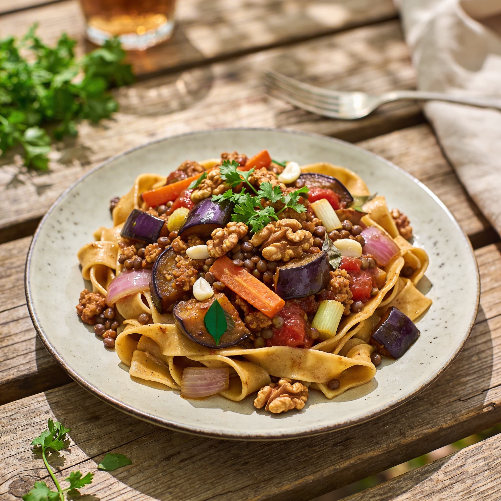 Herzhaftes Auberginen-Walnuss-Ragout