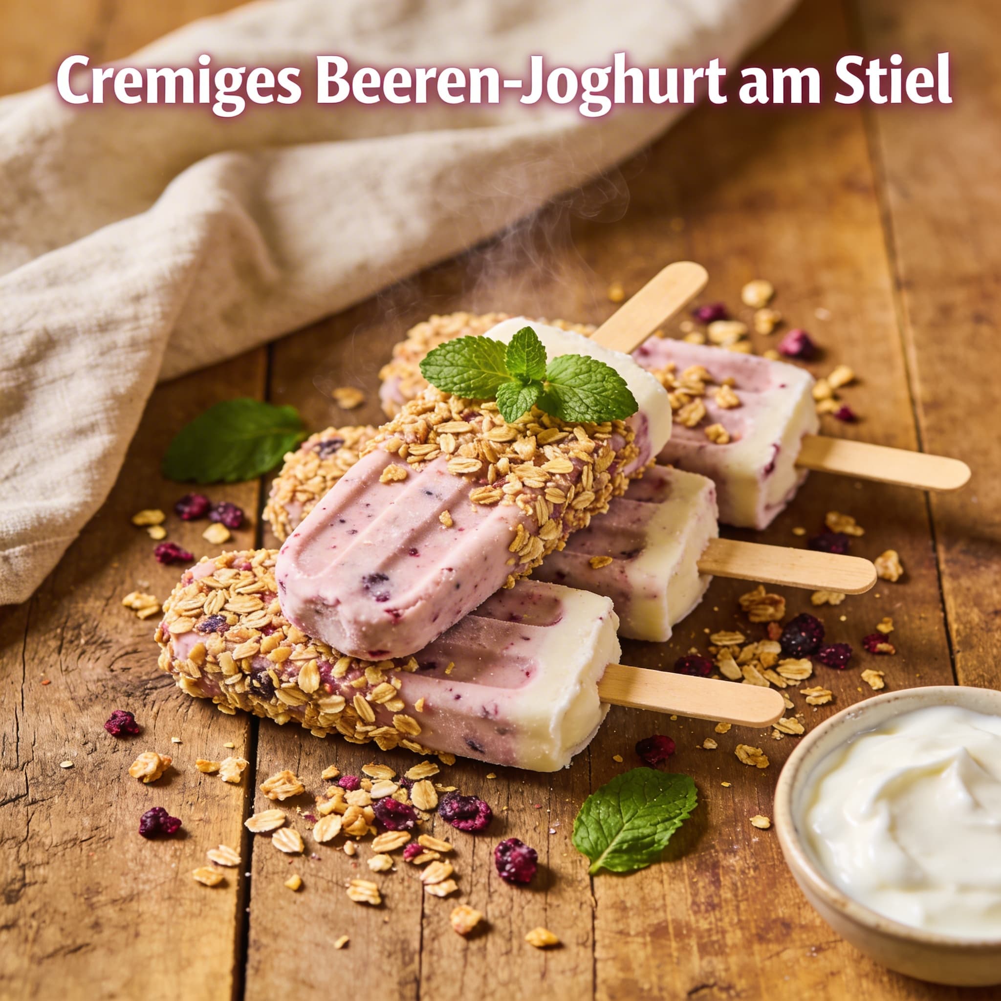 Cremiges Beeren-Joghurt am Stiel
