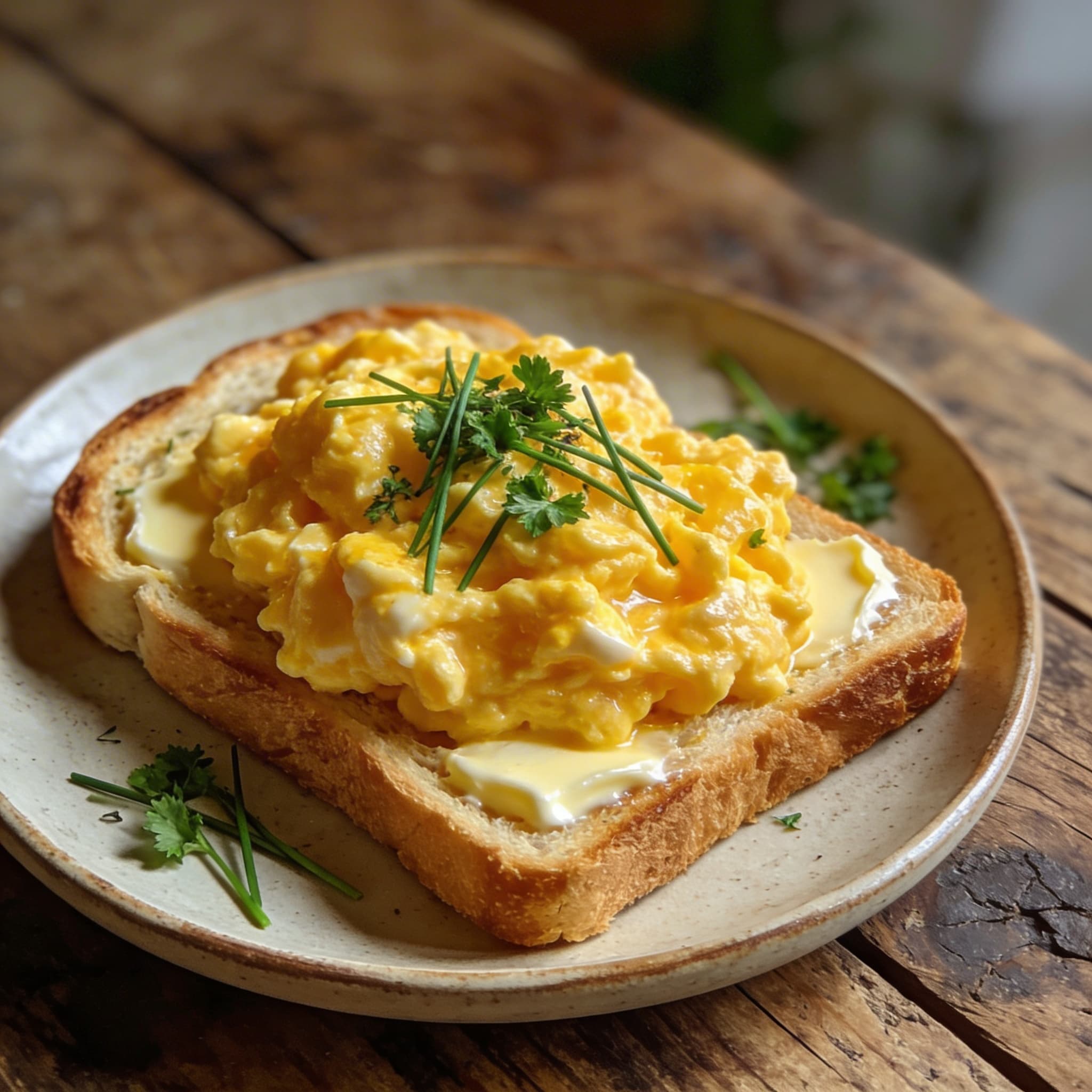 Fluffiges Rührei auf Toast