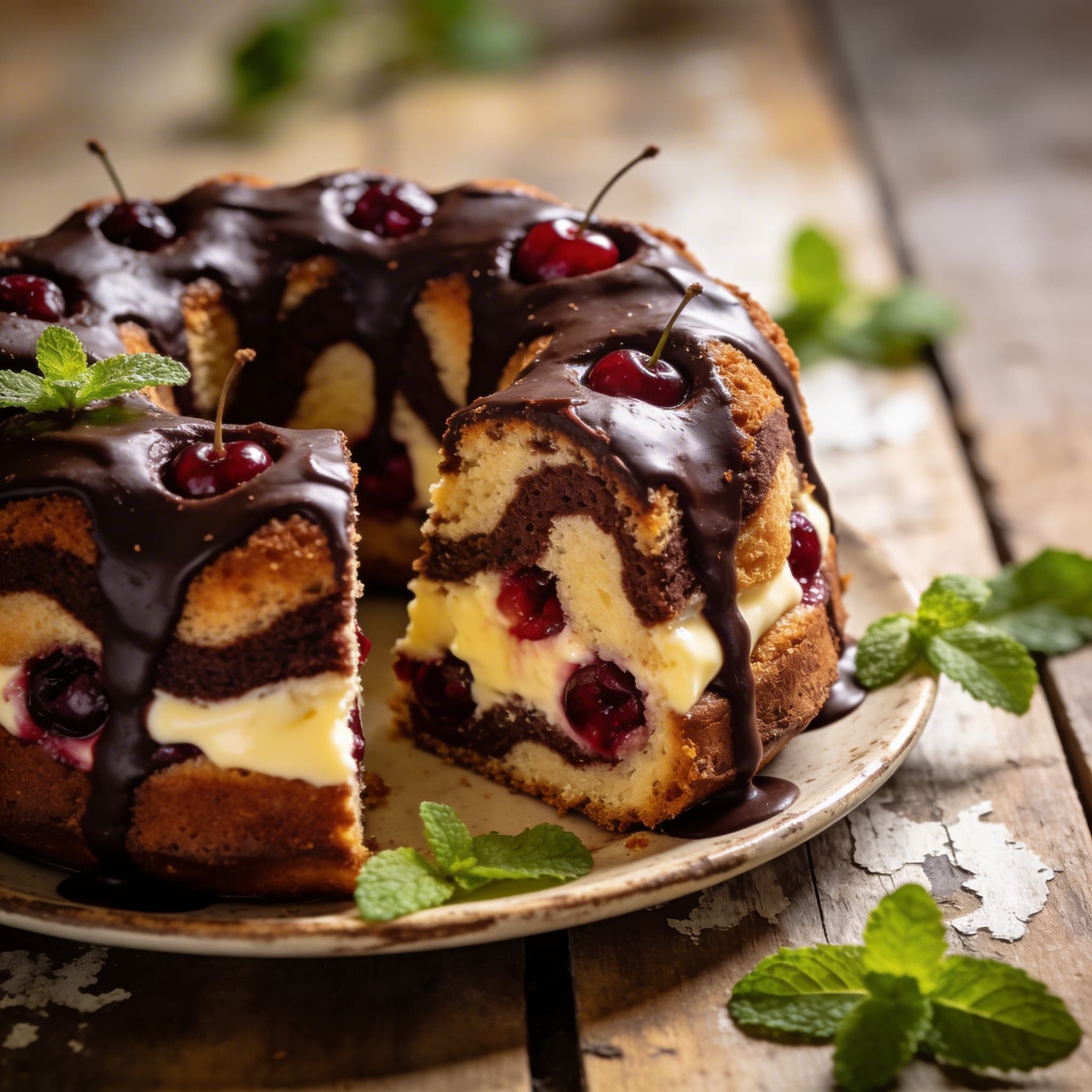 Donauwellen Marmorkuchen mit Kirschen