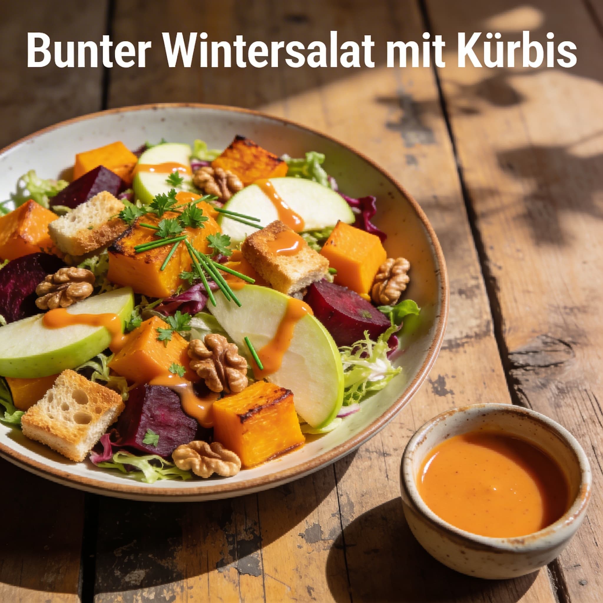 Bunter Wintersalat mit Kürbis