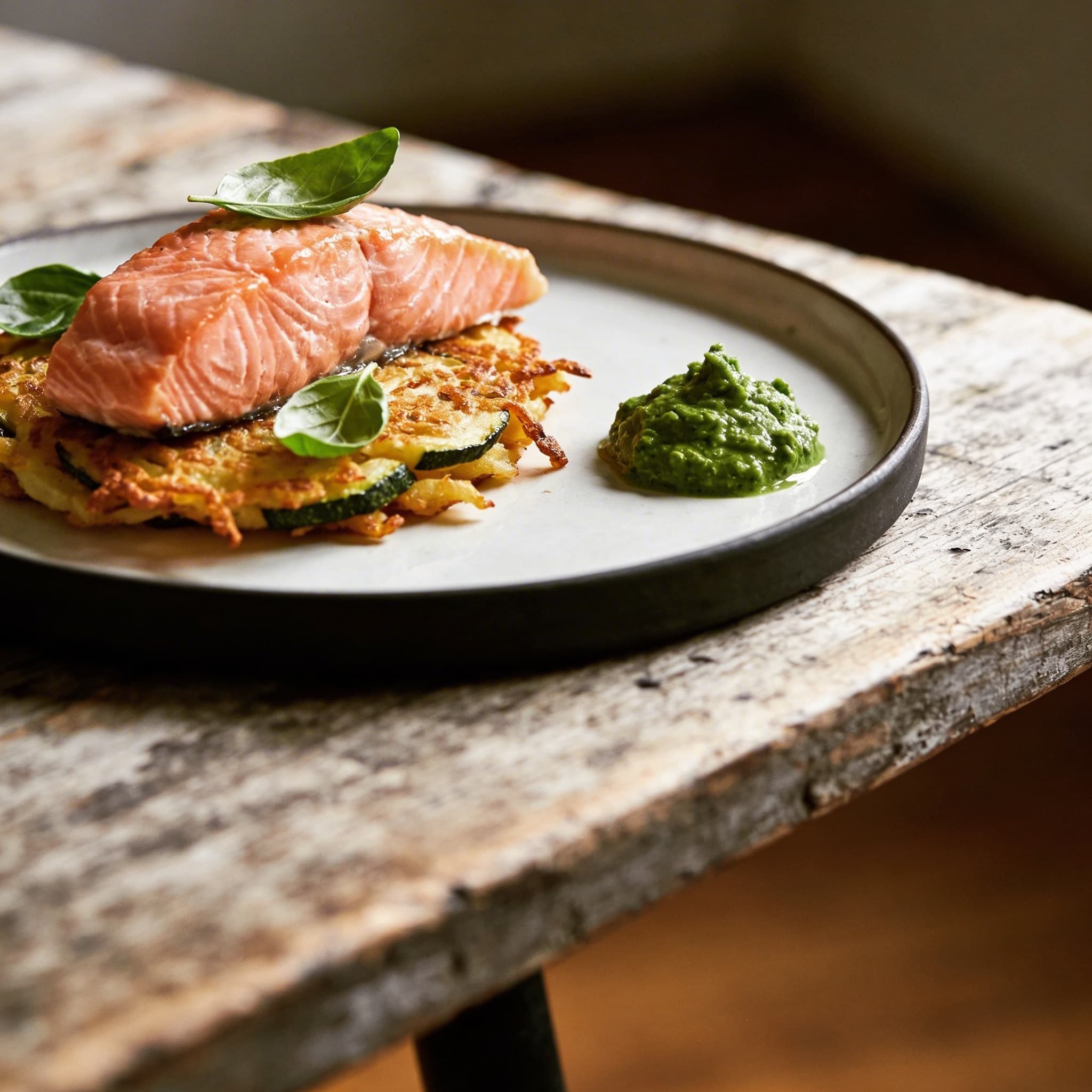 Gebeizter Lachs mit Zucchini-Rösti
