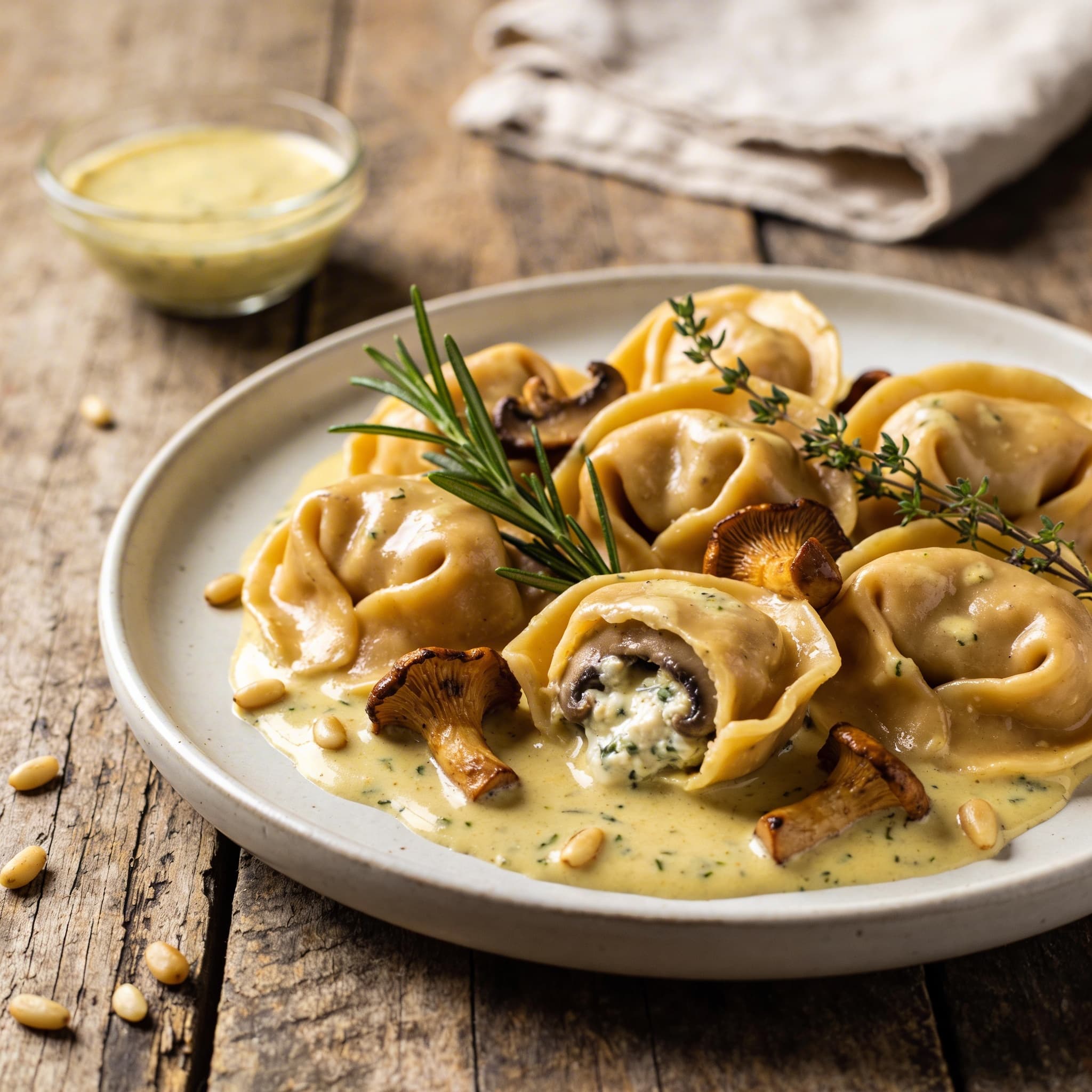 Selbstgemachte Pilz-Ricotta-Tortellini