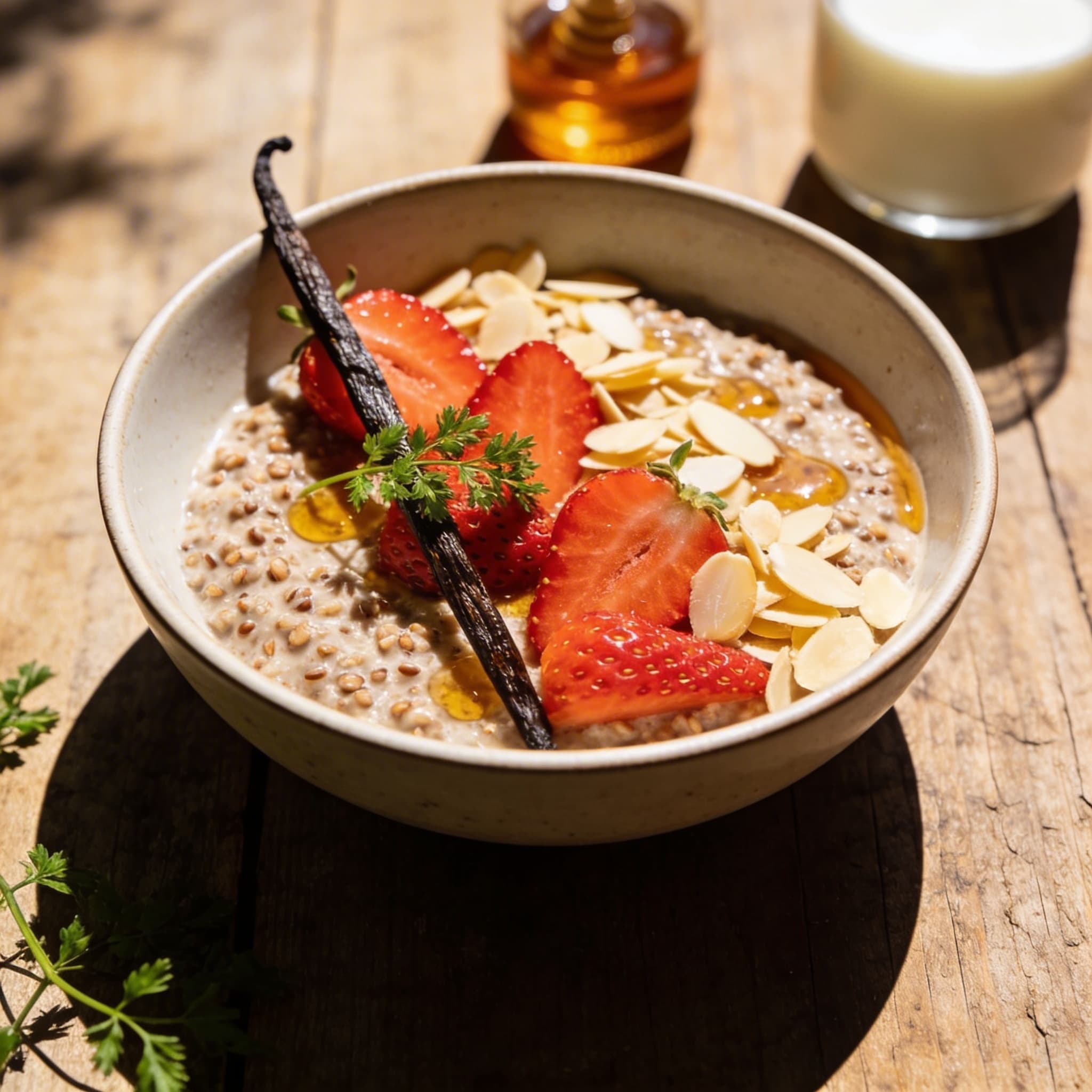 Cremiger Buchweizen Erdbeer Porridge