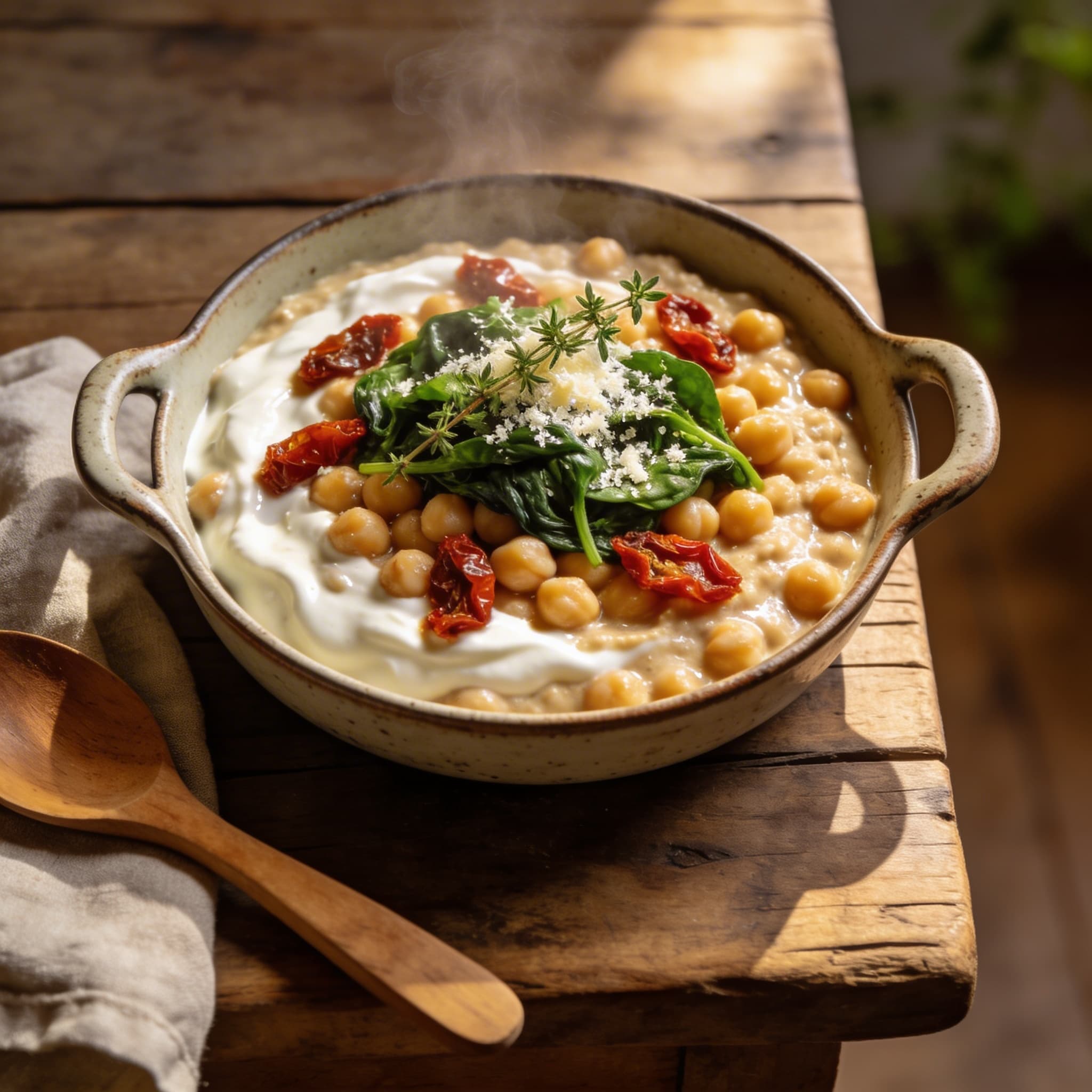 Cremige Kichererbsen-Pfanne mit Tomaten