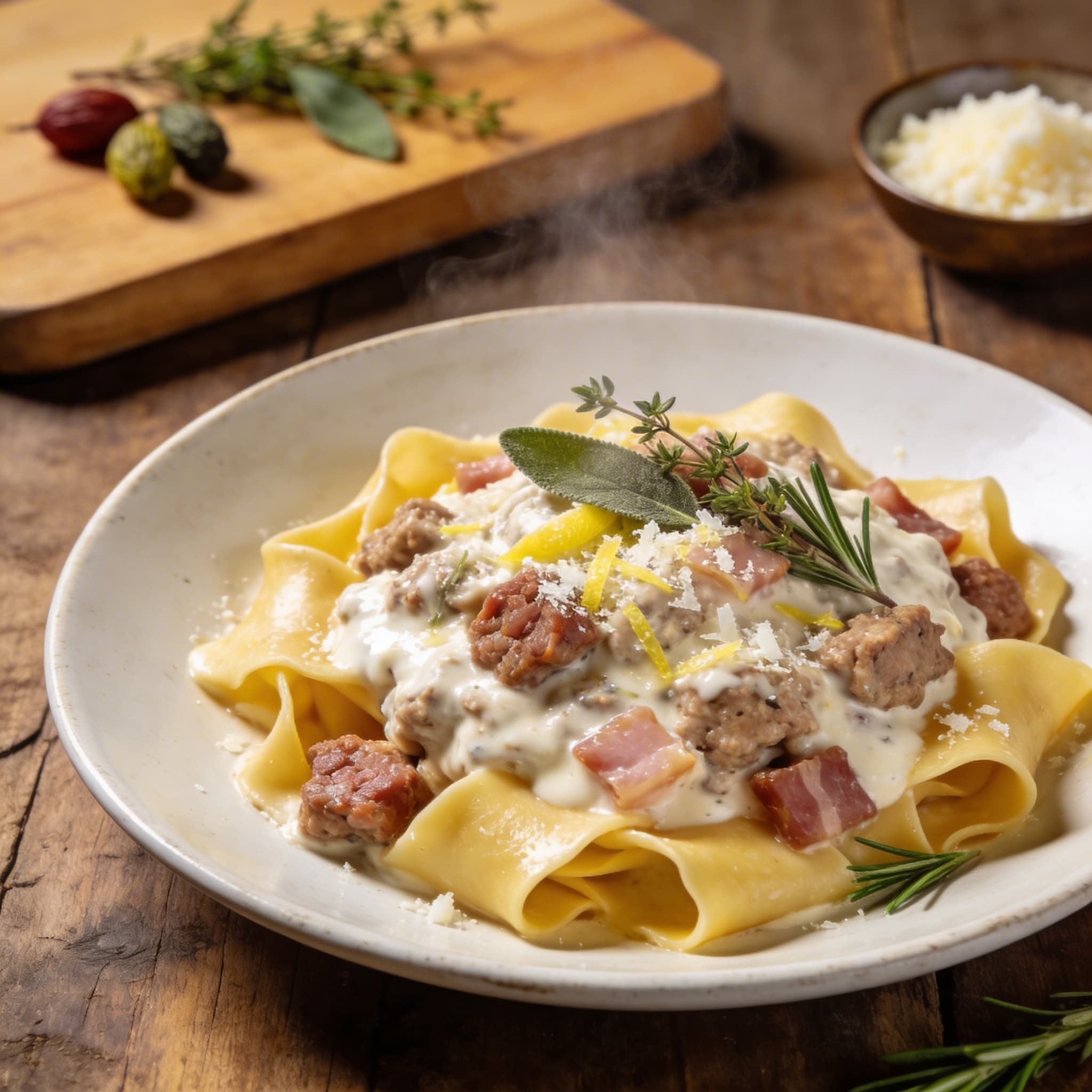 Cremiges Pasta Ragù Bianco