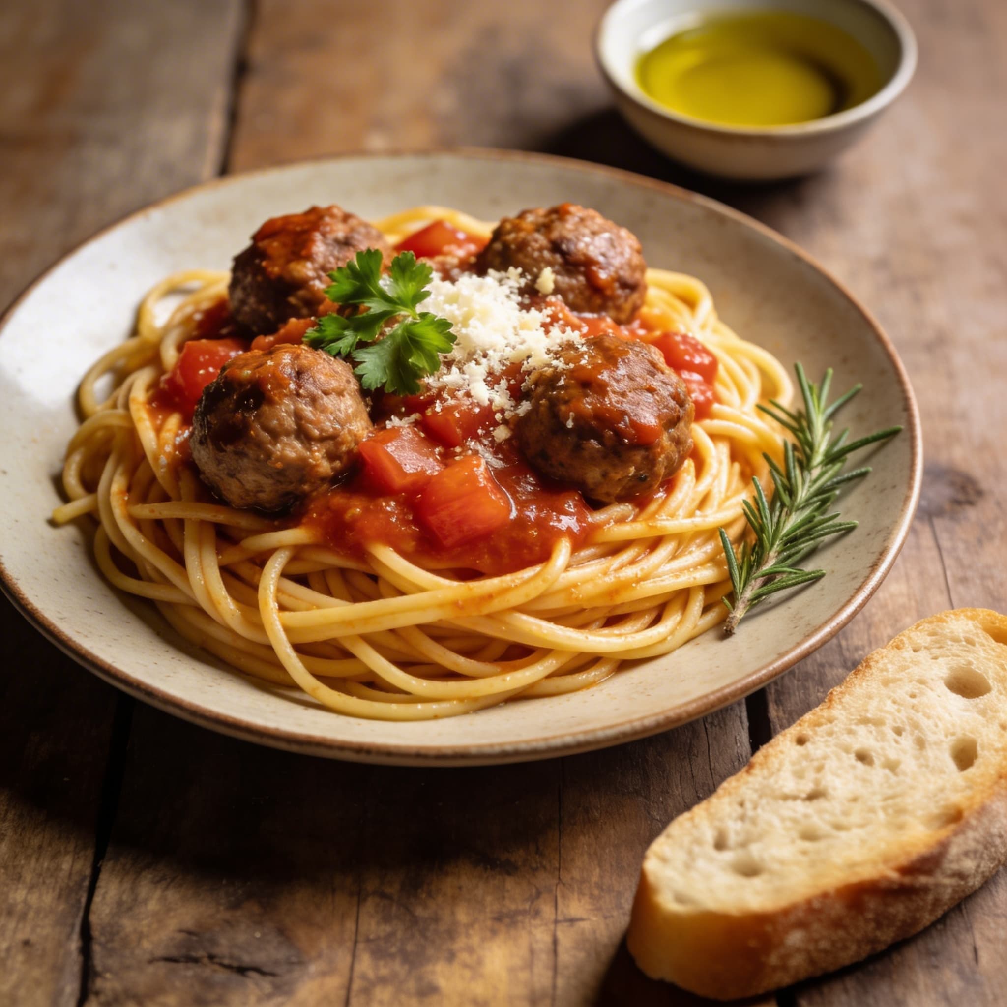 Spaghetti mit saftigen Fleischbällchen