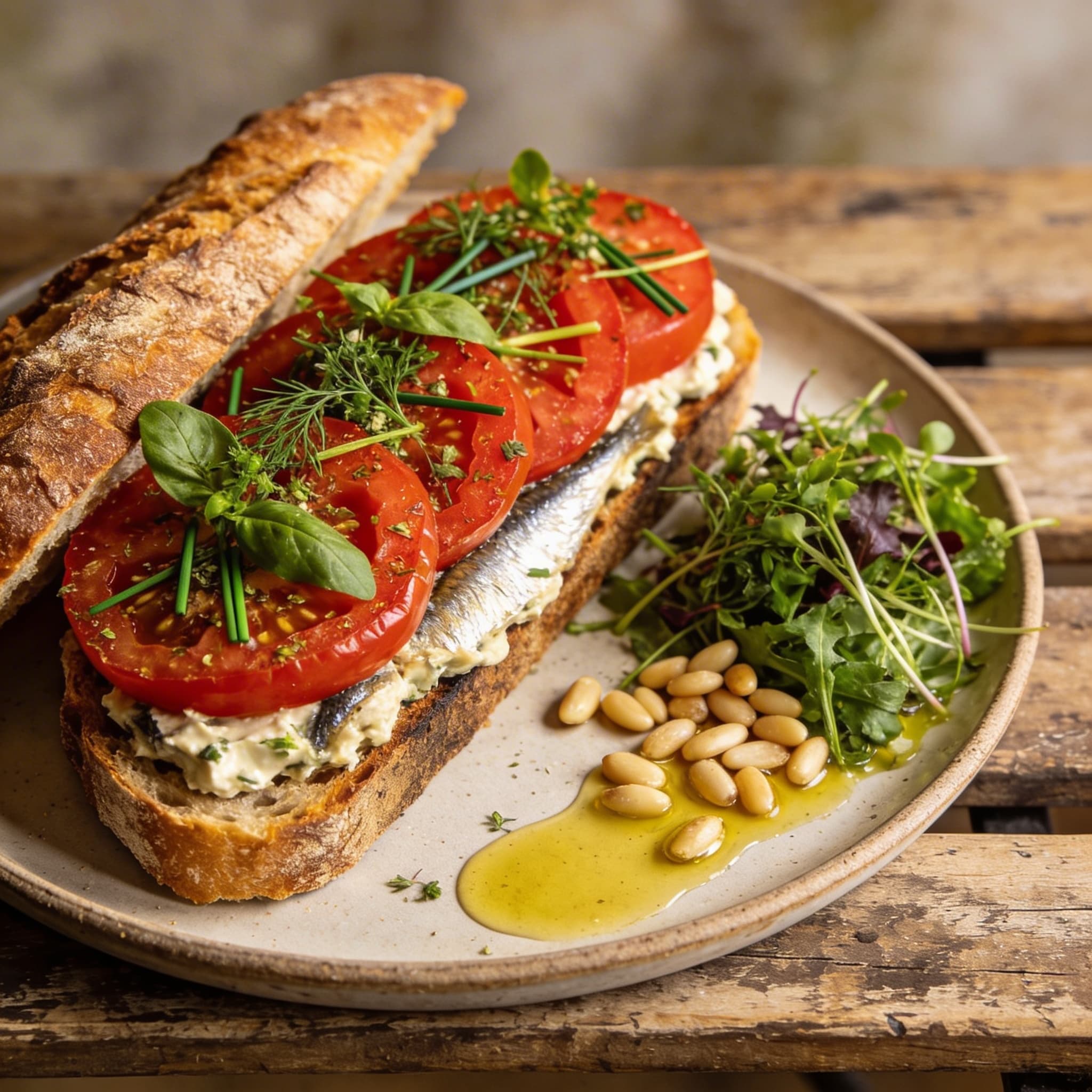 Tomaten-Sandwich mit Sardellenbutter