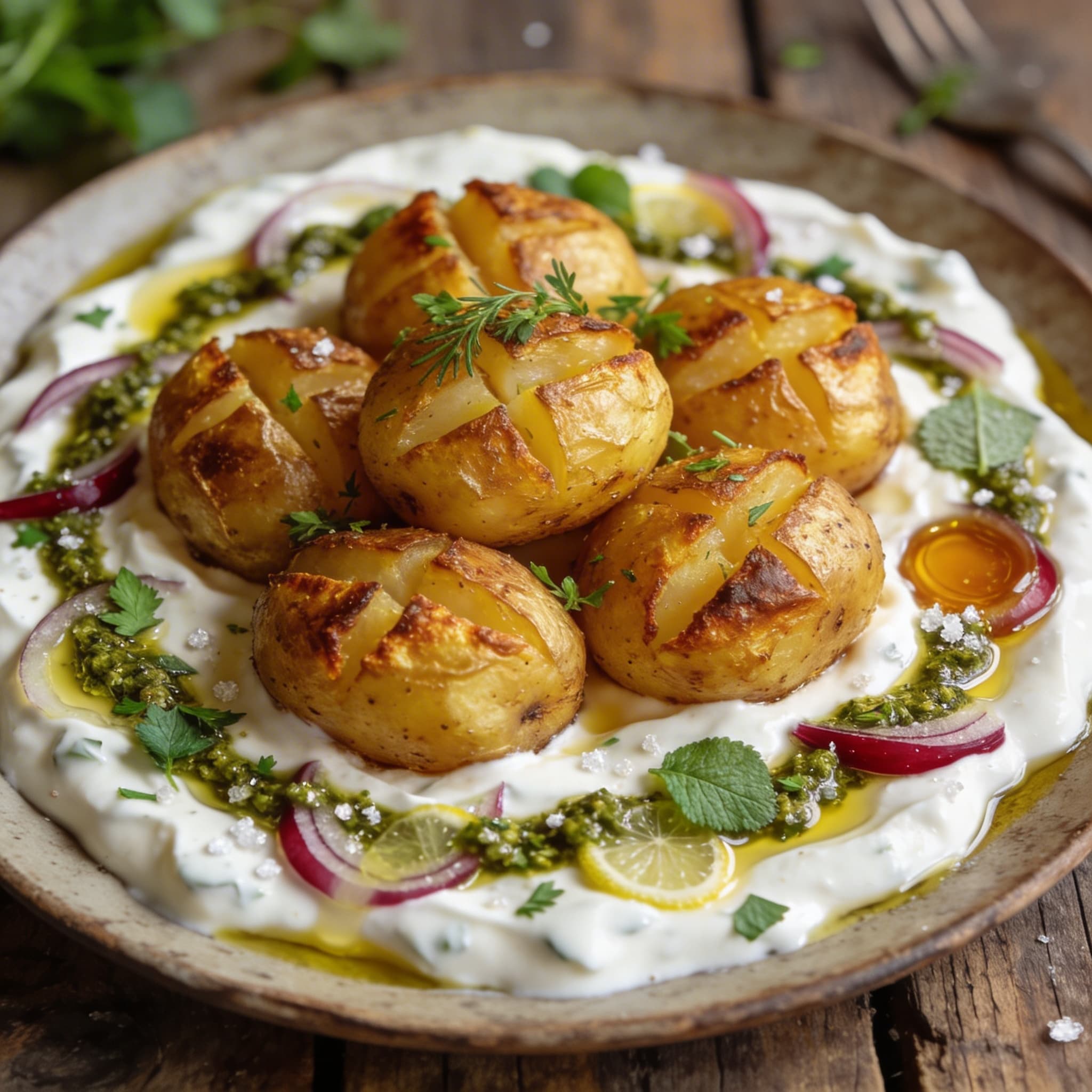 Quetschkartoffeln mit Kräuter-Pesto