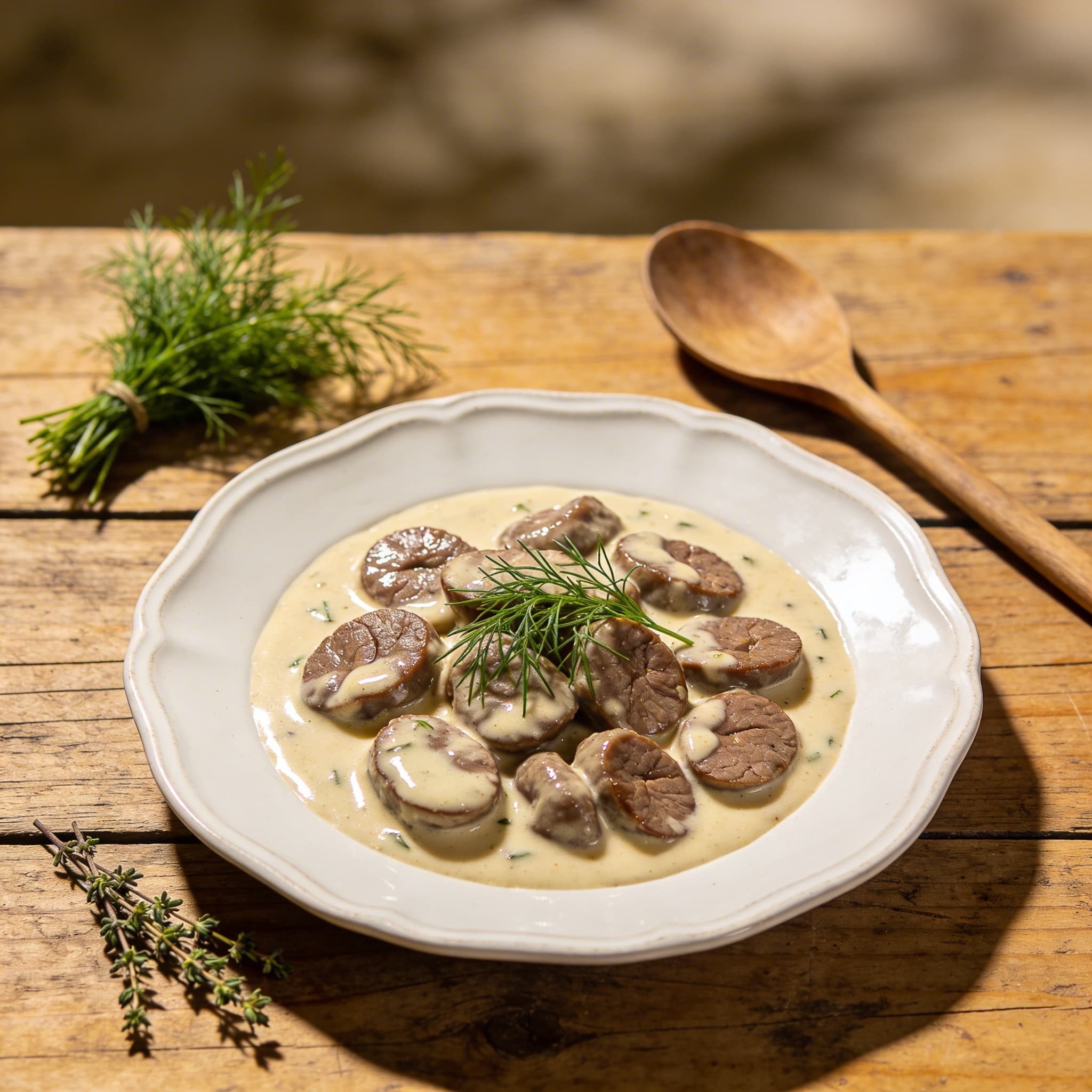 Kalbsnieren in Sherry-Sahnesauce