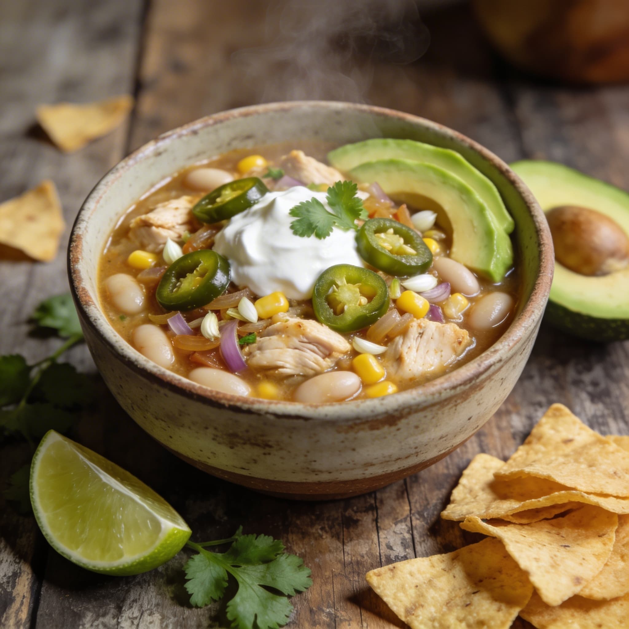 Weißes Hähnchen-Chili mit Jalapeños