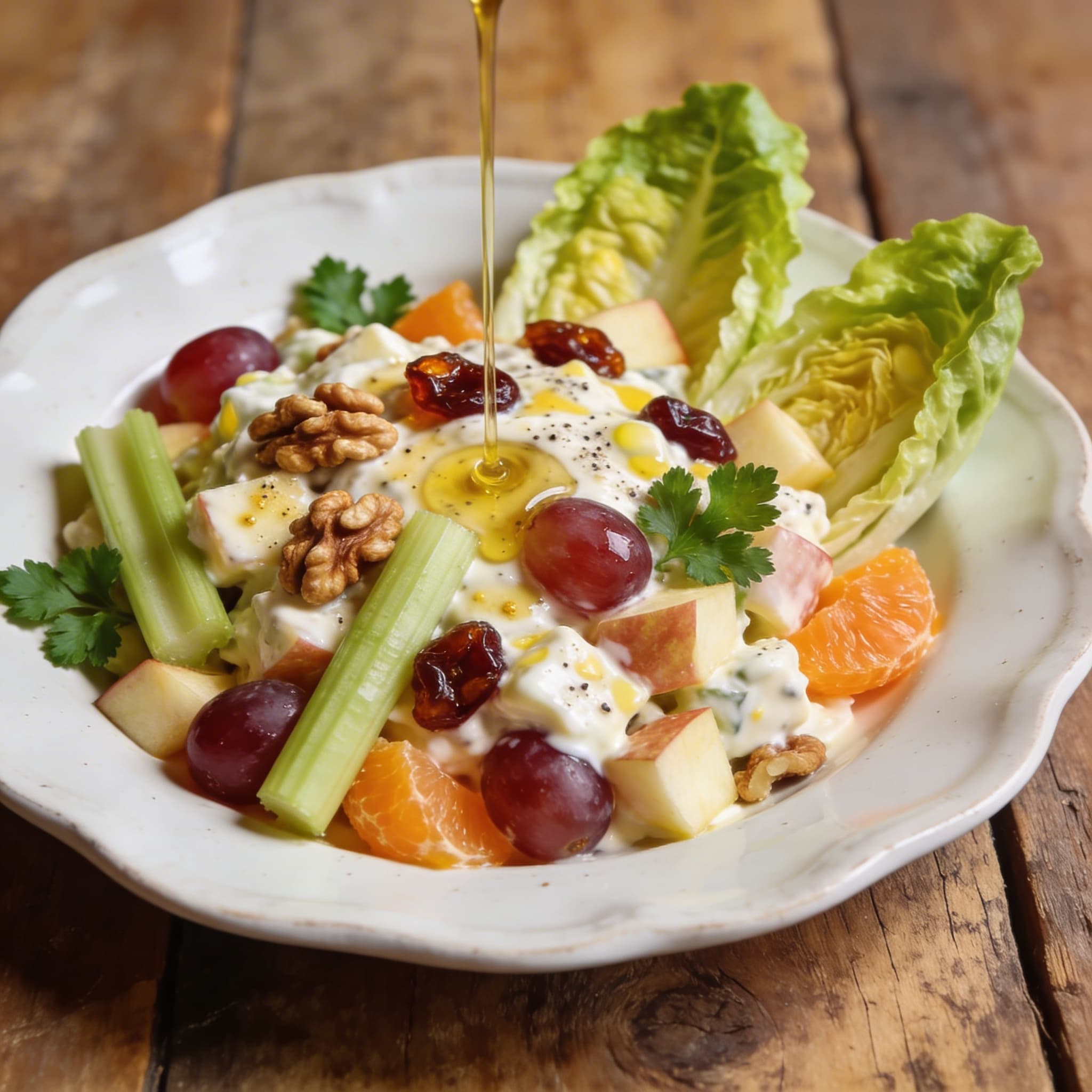 Waldorfsalat mit karamellisierten Trauben