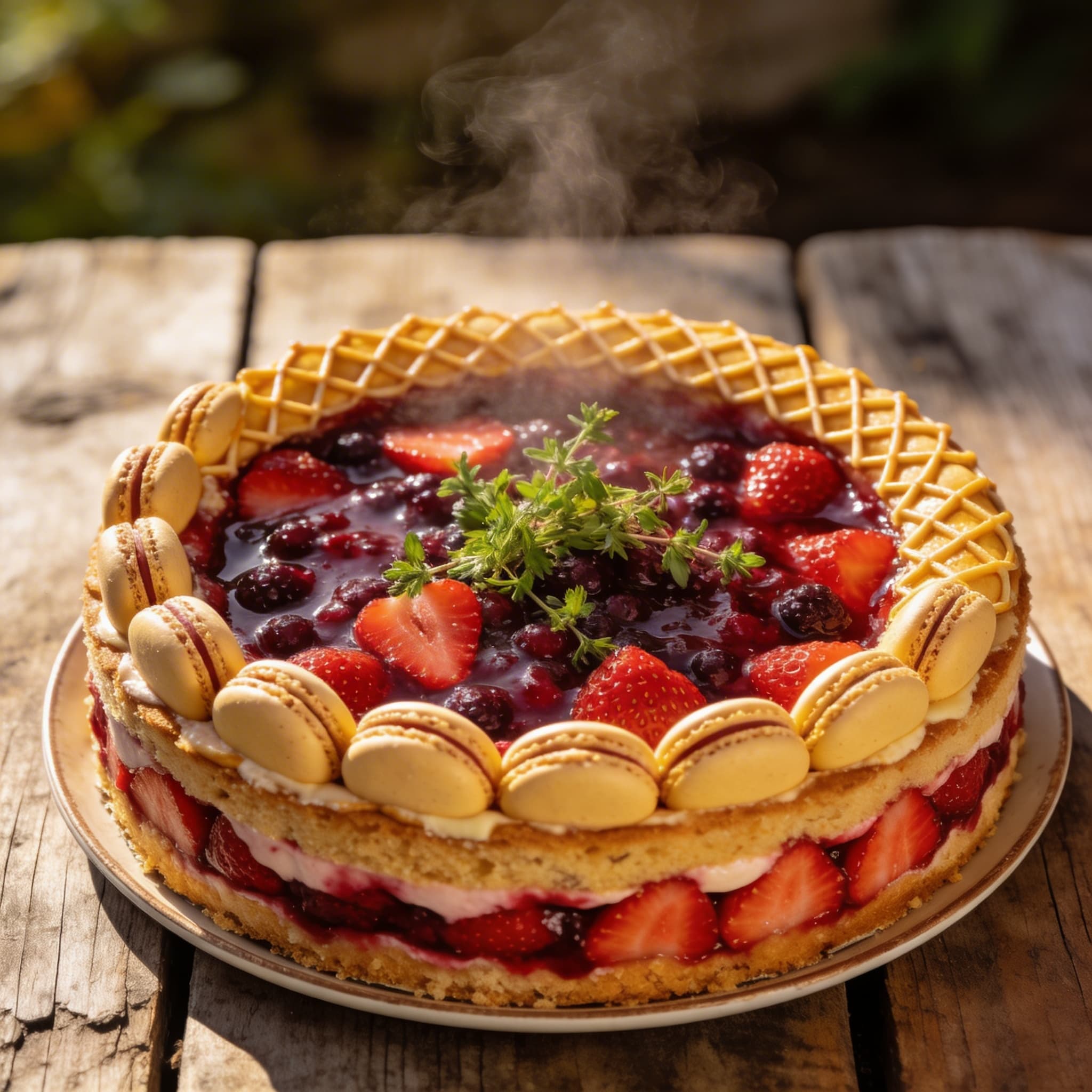 Stachelbeerkuchen mit feinem Makronengitter