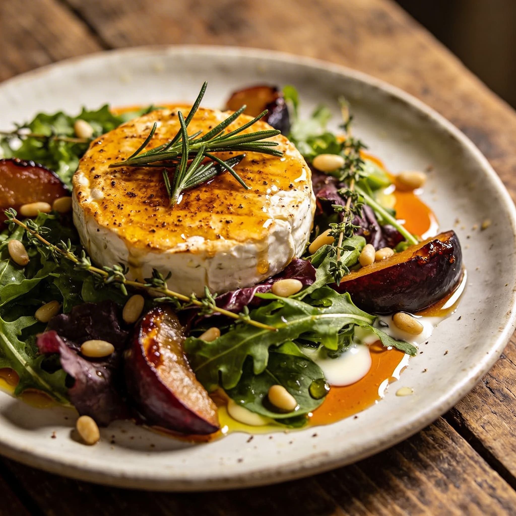Warmer Ziegenkäse auf Wintersalat