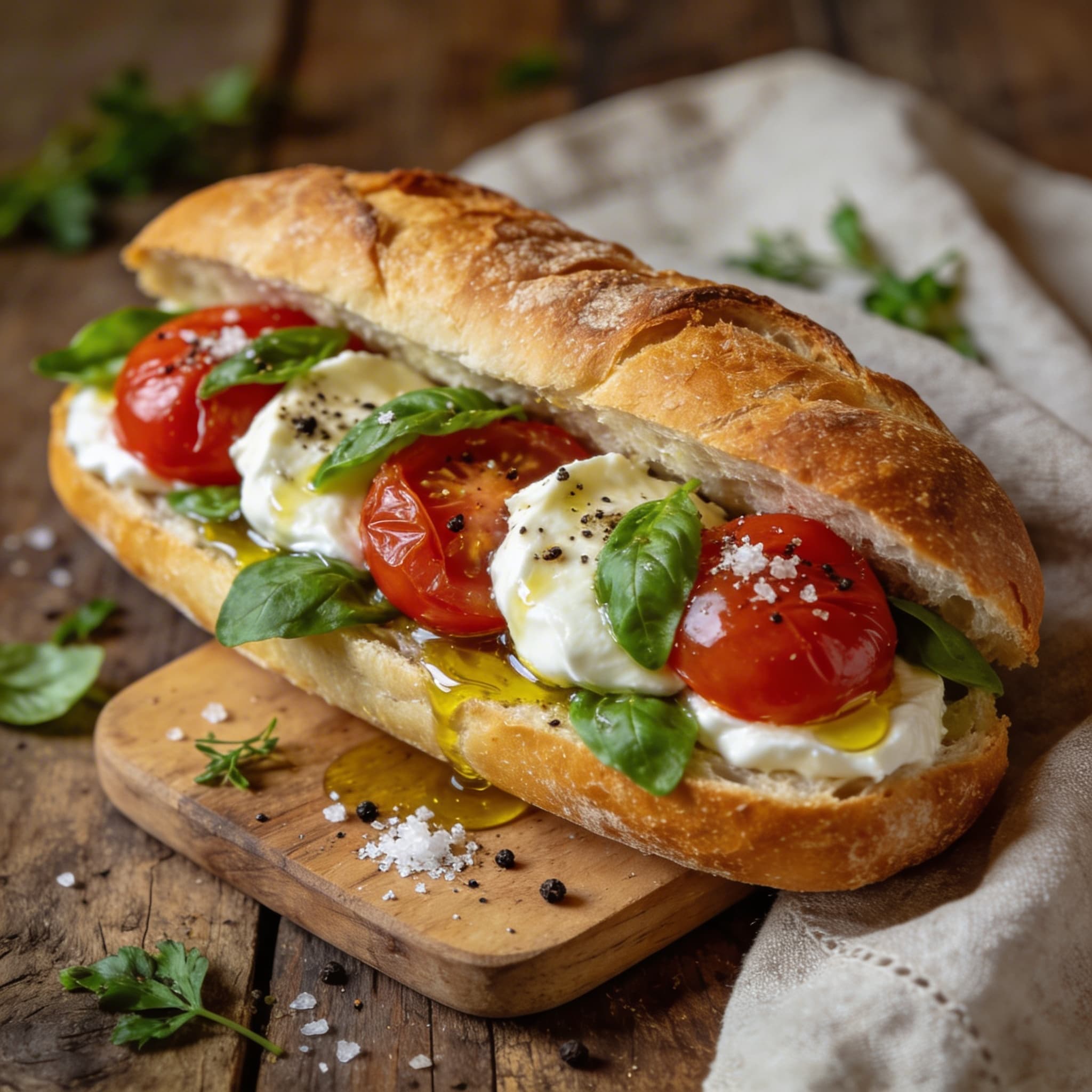 Baguette mit Caprese-Füllung