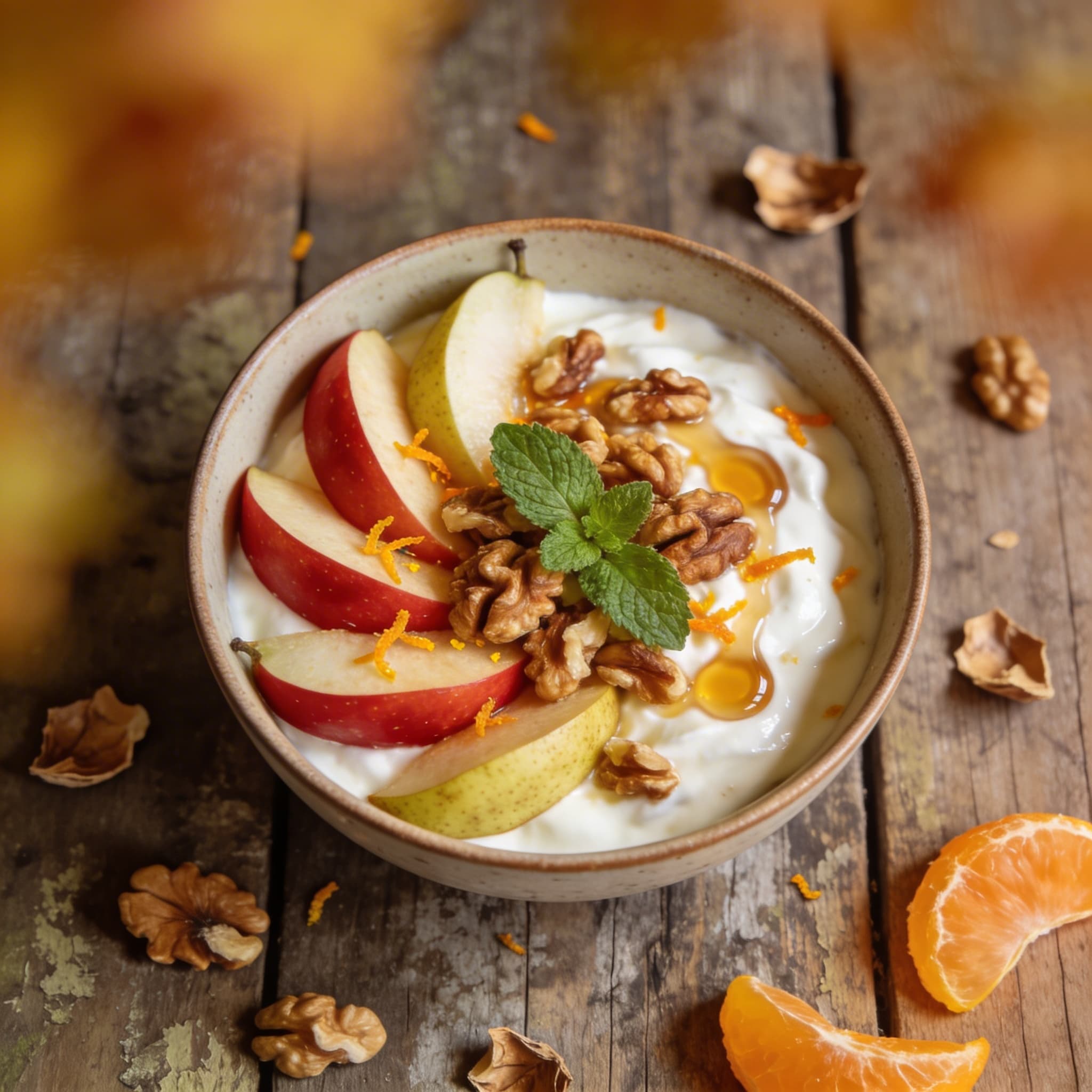 Herbstliche Joghurt-Obst-Bowl