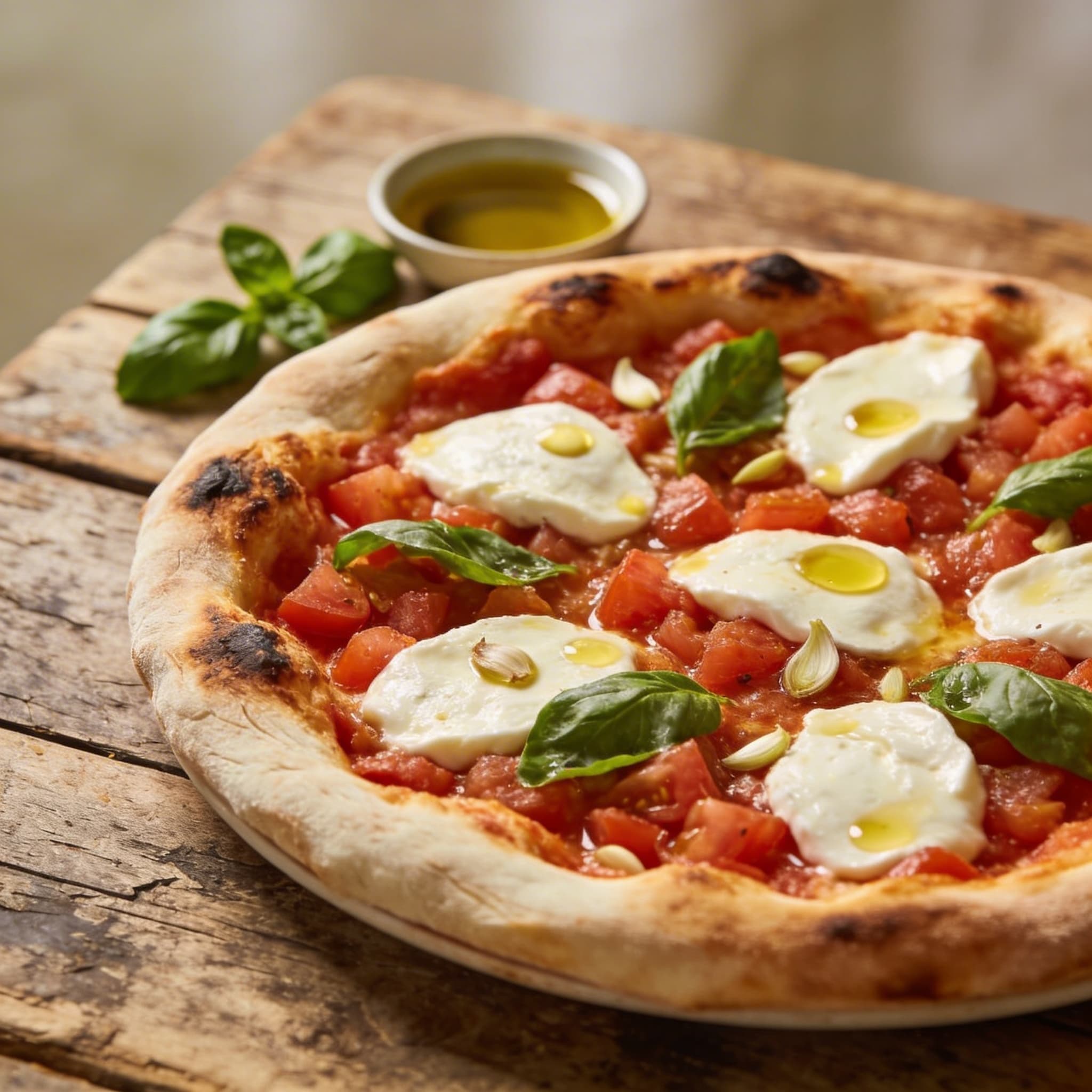 Neapolitanische Pizza mit Büffelmozzarella