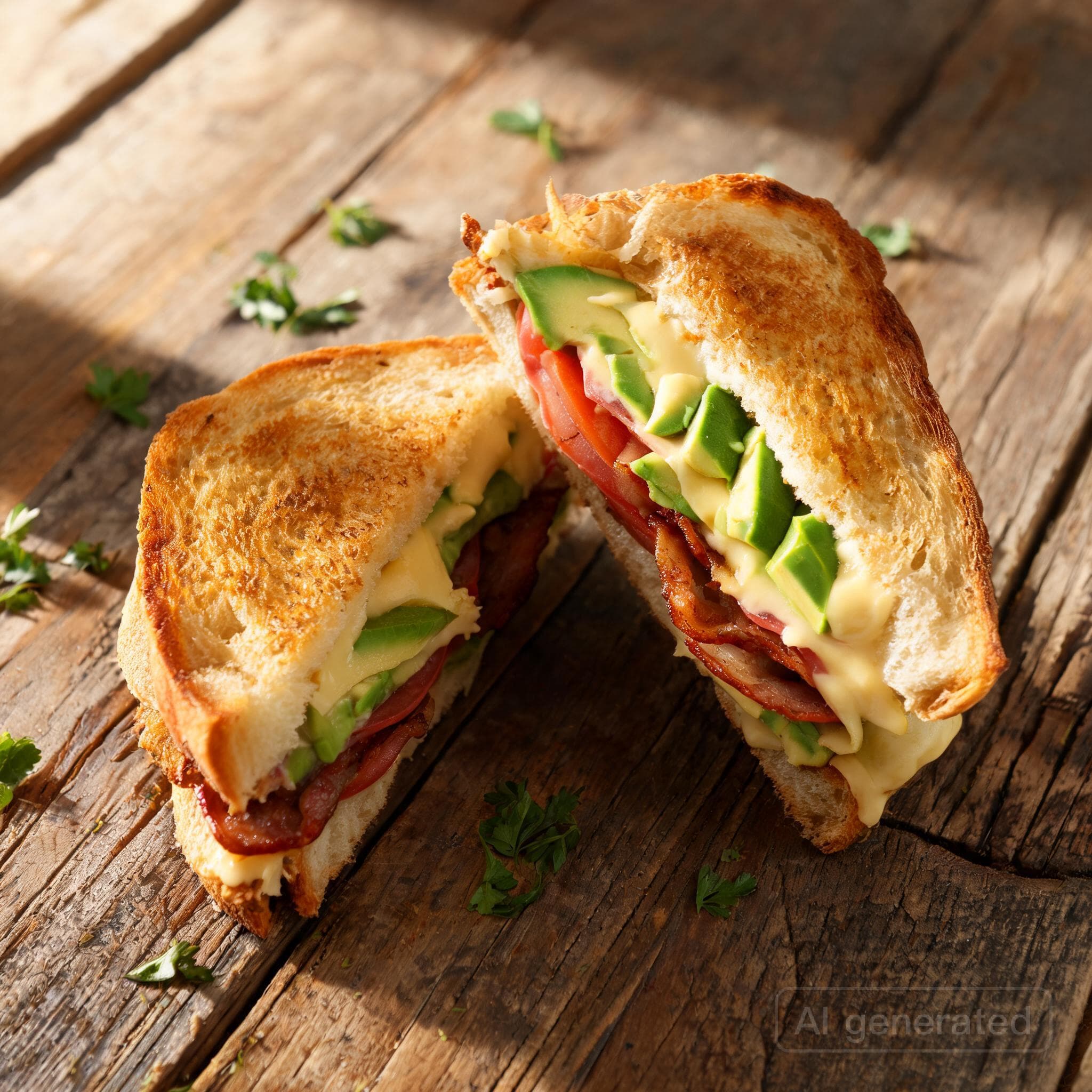 Knuspriges Avocado-Bacon-Sandwich