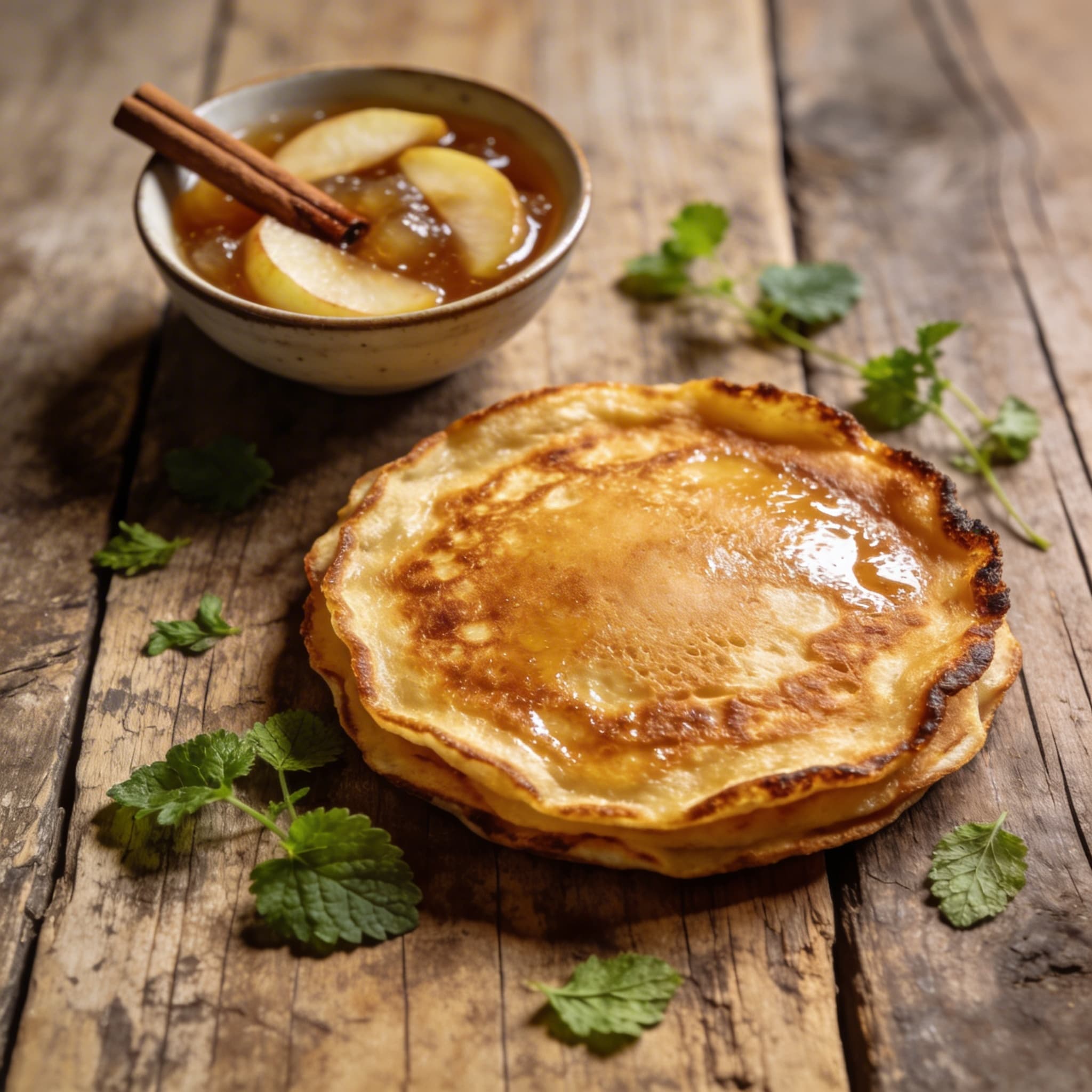 Pfannkuchen mit Apfelkompott