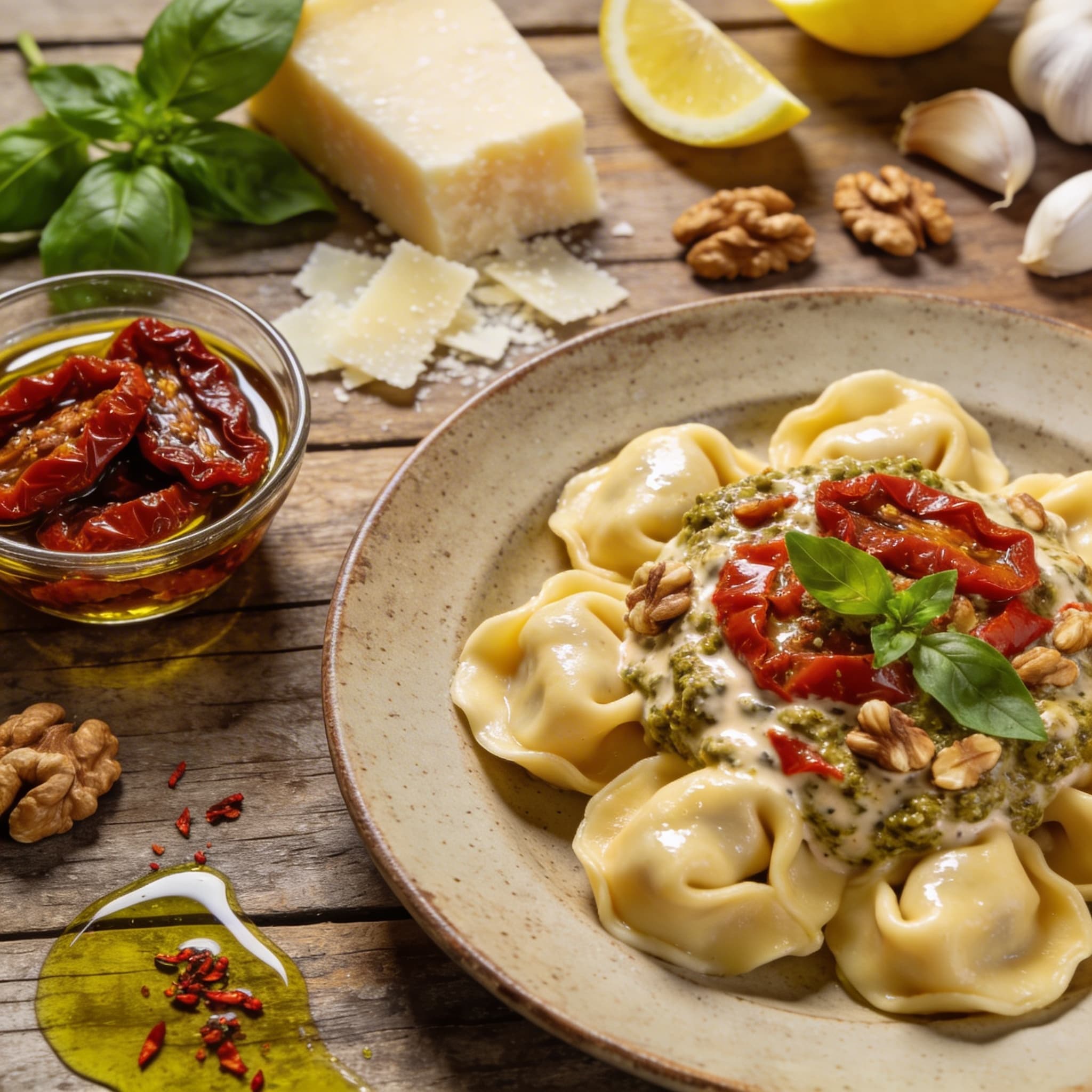 Tortellini mit Paprika-Walnuss-Pesto