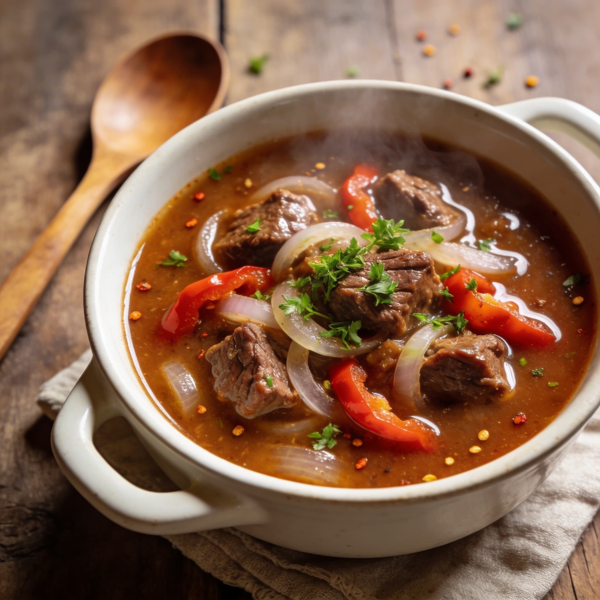 Herzhafte Rindergulaschsuppe