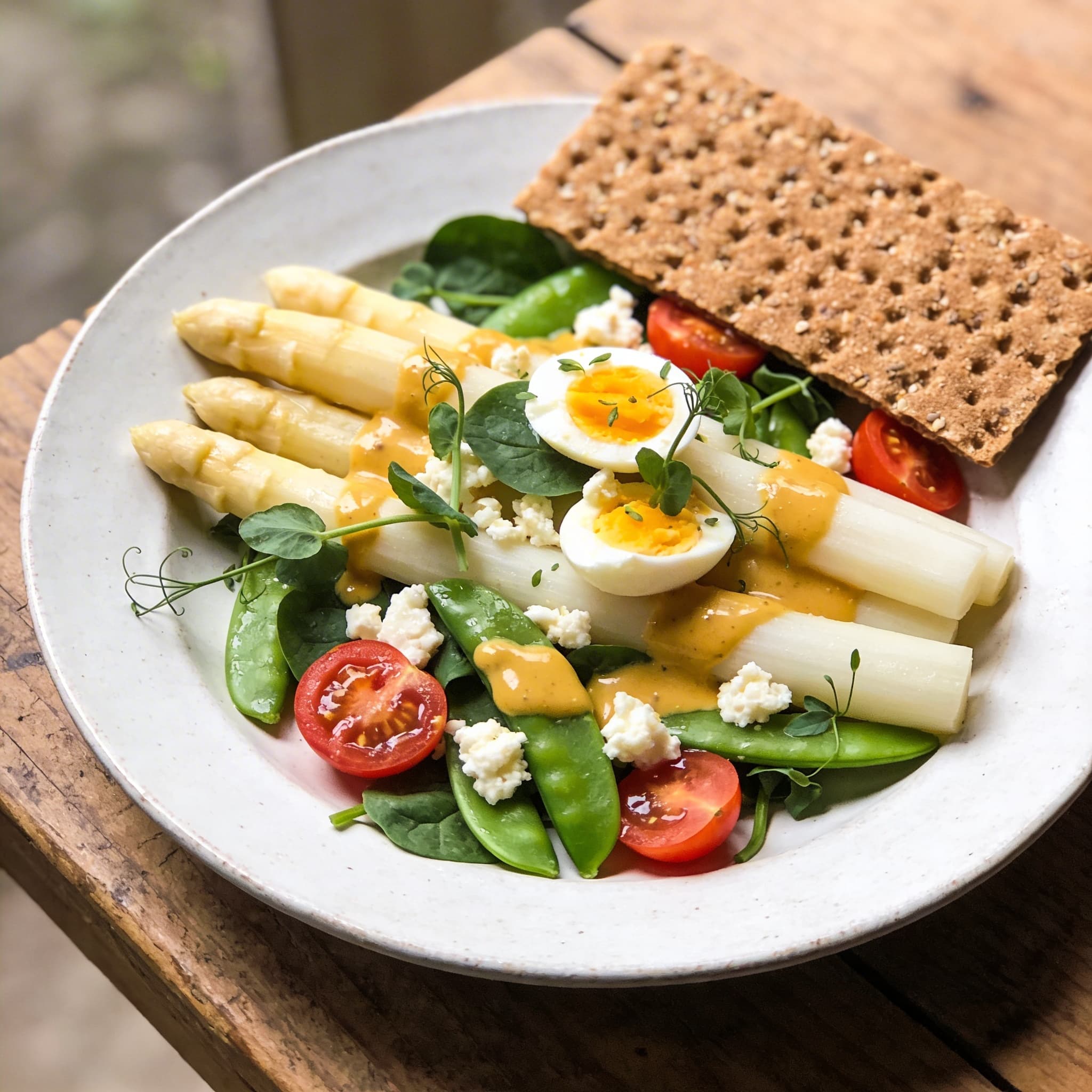 Frischer Spargel-Zuckerschoten-Salat