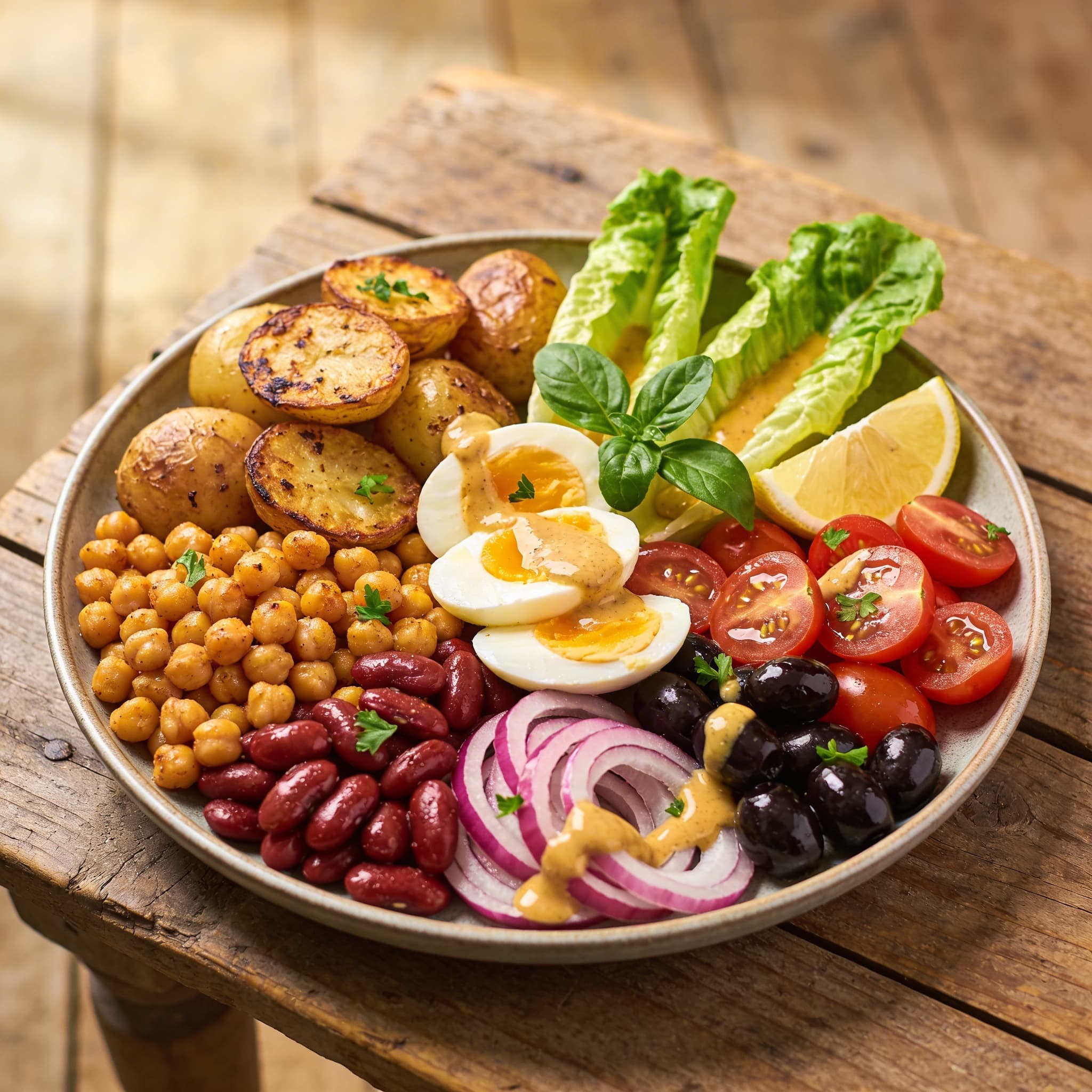 Vegetarischer Niçoise mit Kichererbsen