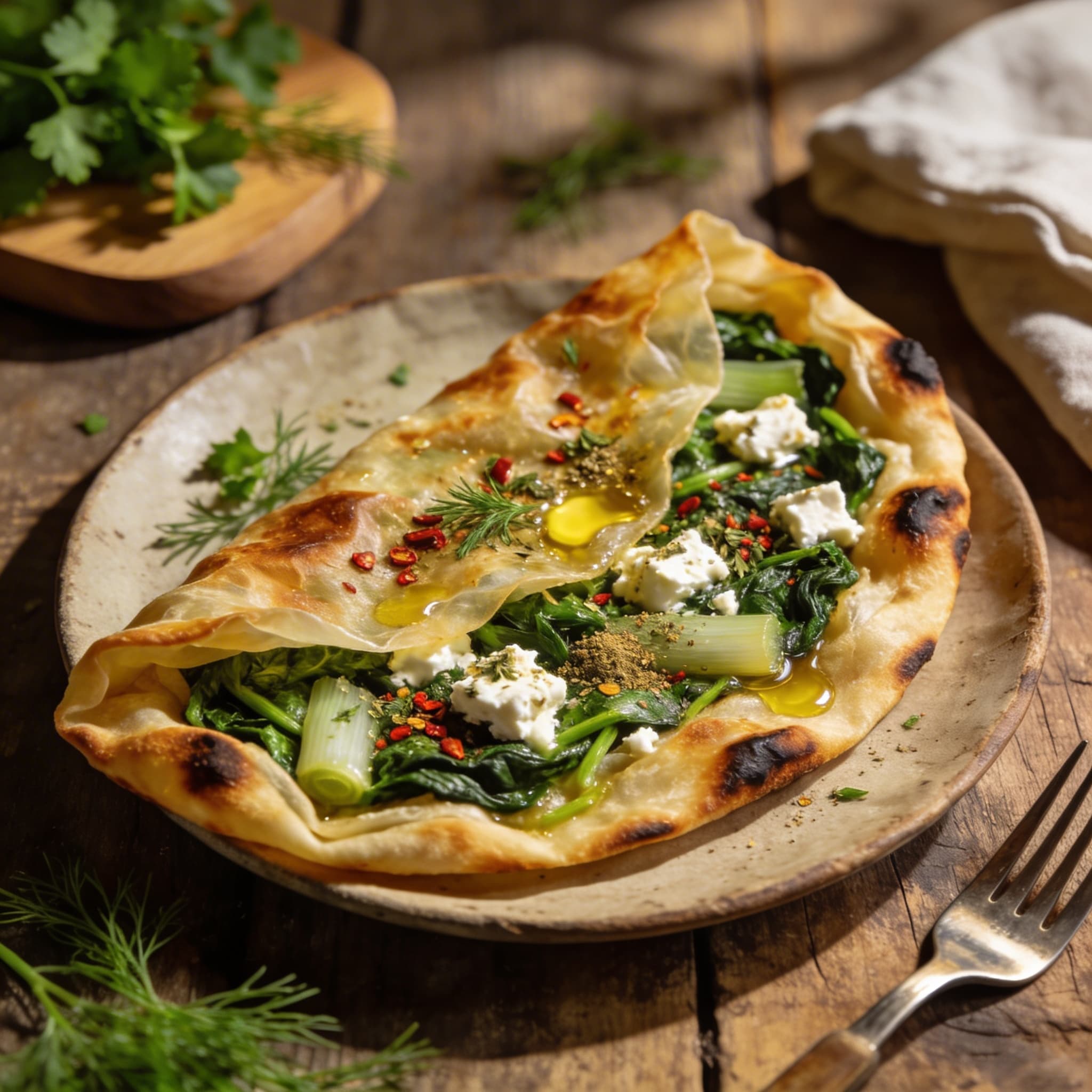 Knusprige Spinat-Feta-Gözleme