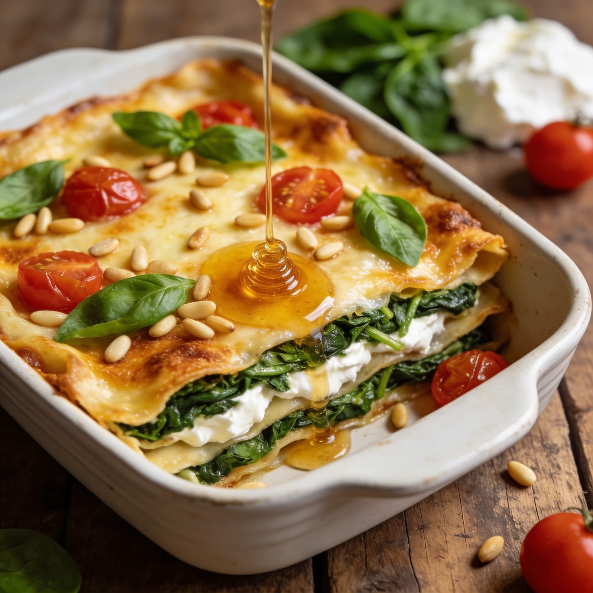 Frische Spinat-Ricotta-Lasagne