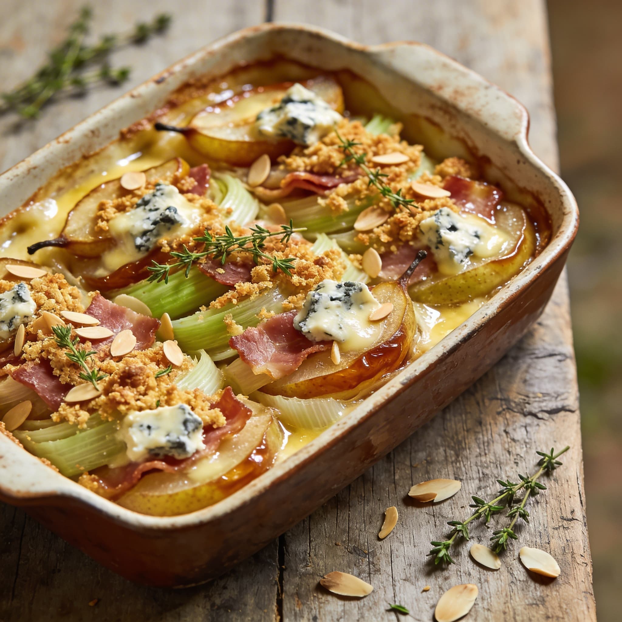 Würziges Sellerie-Birnen-Gratin