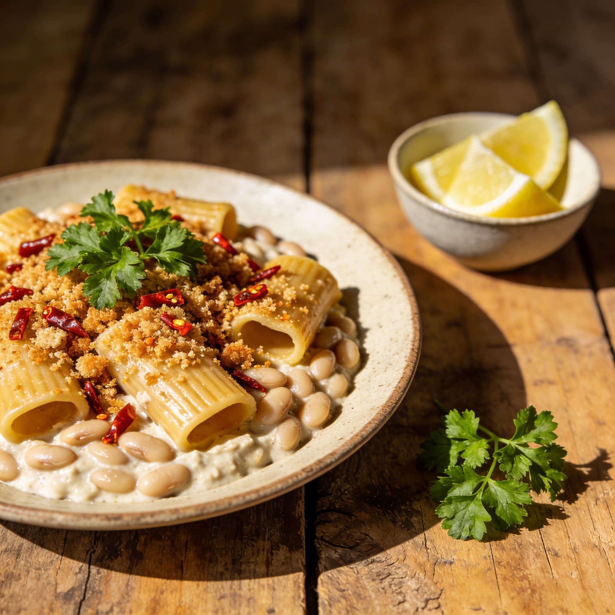 Bohnen-Pasta mit Chili-Crunch