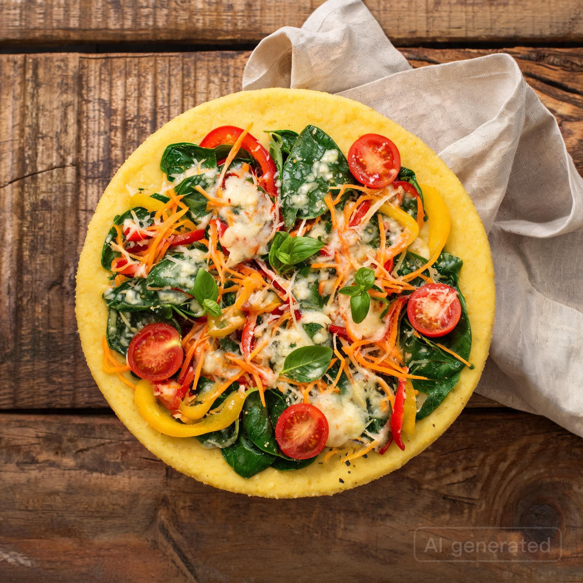 Bunte Polenta-Pizza mit Gemüse