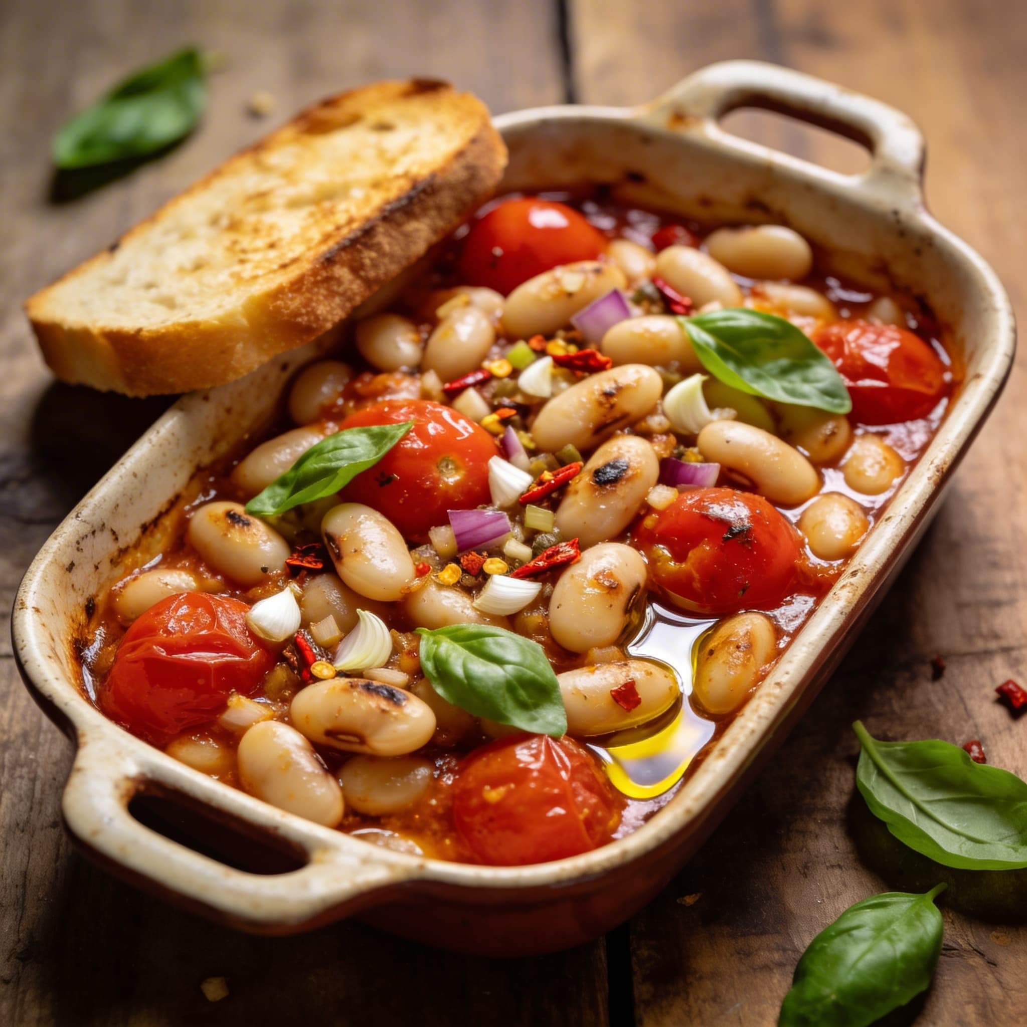 Mediterrane Ofen-Bohnen mit Tomaten
